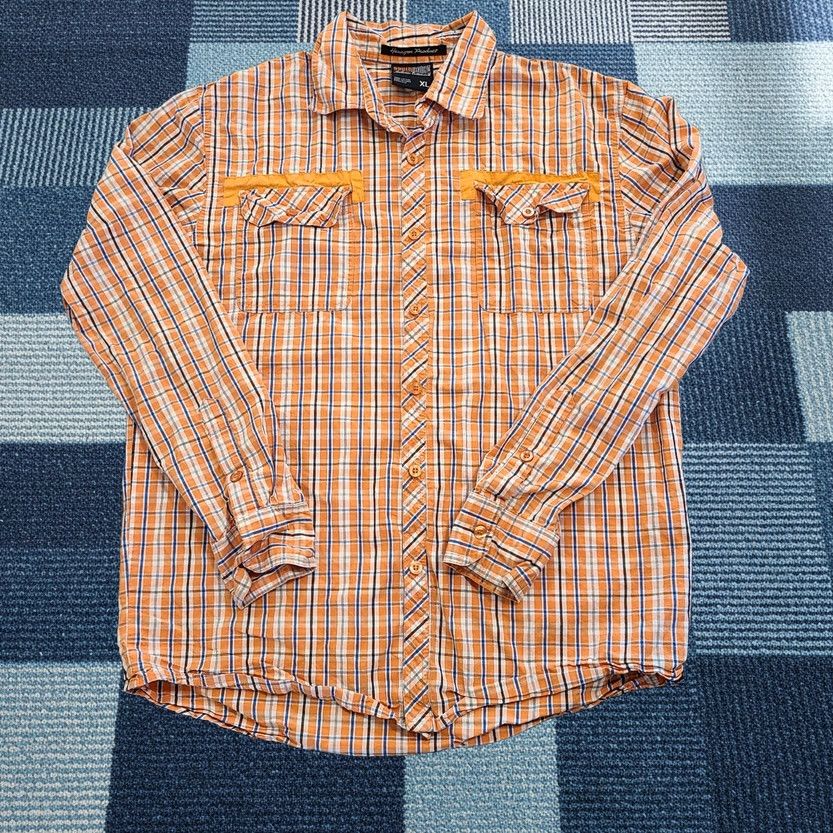 Southpole Southpole Shirt Mens XL Orange Hexagon Plaid Long Sleeve Button Up Collared Size US XL / EU 56 / 4 - 1 Thumbnail