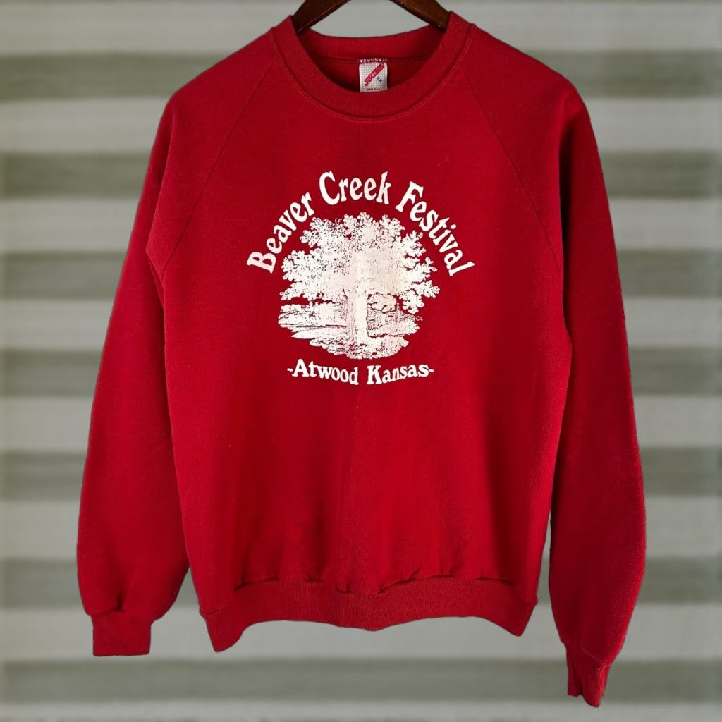 Jerzees VINTAGE Jerzees Beaver Creek Festival Atwood Kansas Crewneck Sweatshirt Red XL Men Graphic Print Pullover Cotton Polyester Knitted USA Size US XL / EU 56 / 4 - 1 Thumbnail