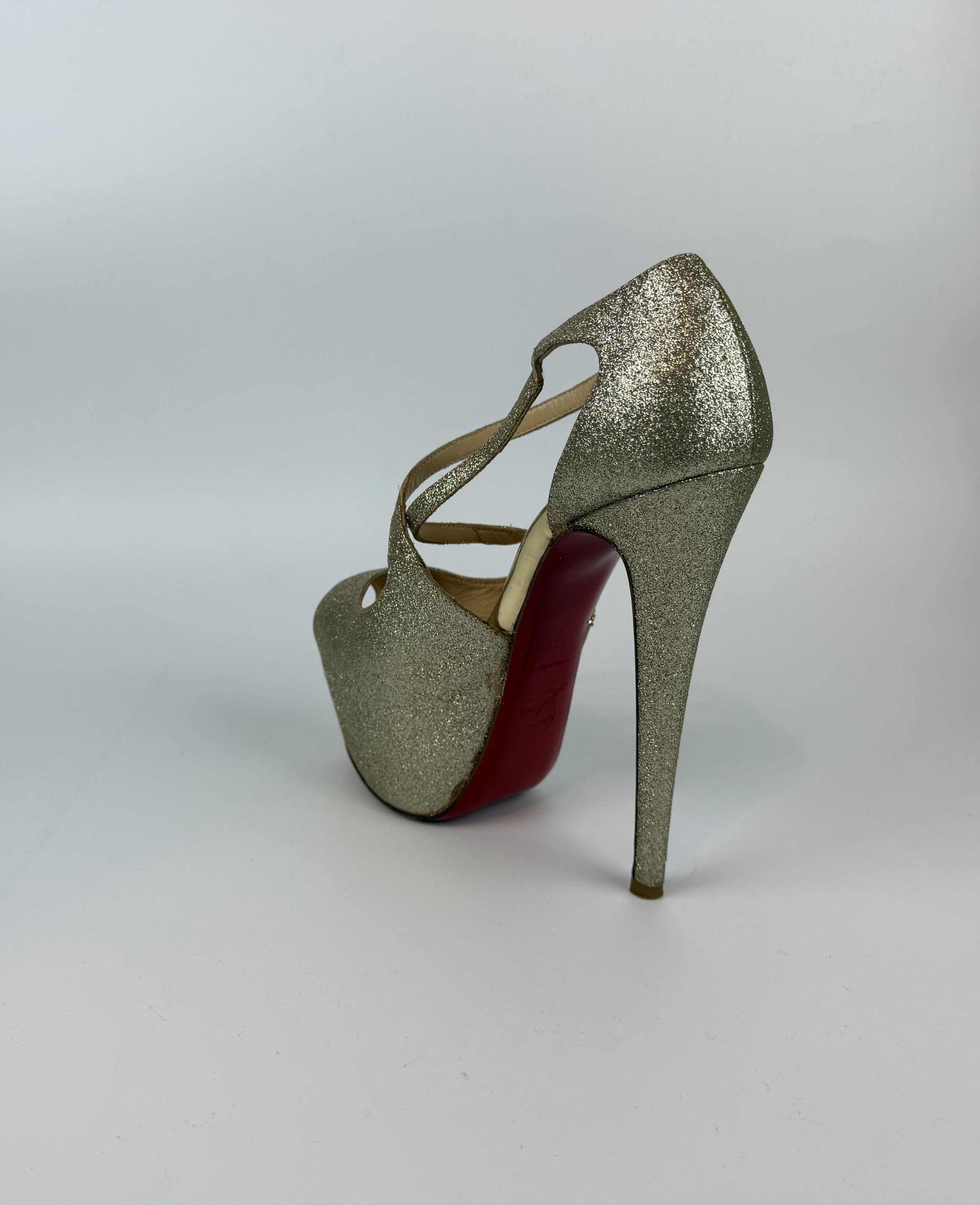 Christian Louboutin CHRISTIAN LOUBOUTIN EXAGONA GLITTER PLATFORM PUMPS Size US 6.5 / IT 36.5 - 3 Thumbnail