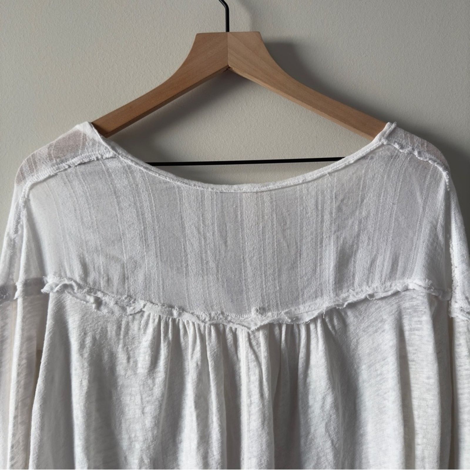 Free People Free People We the Free White Women's Henley Top Long Sleeve Size XS / US 0-2 / IT 36-38 - 3 Thumbnail