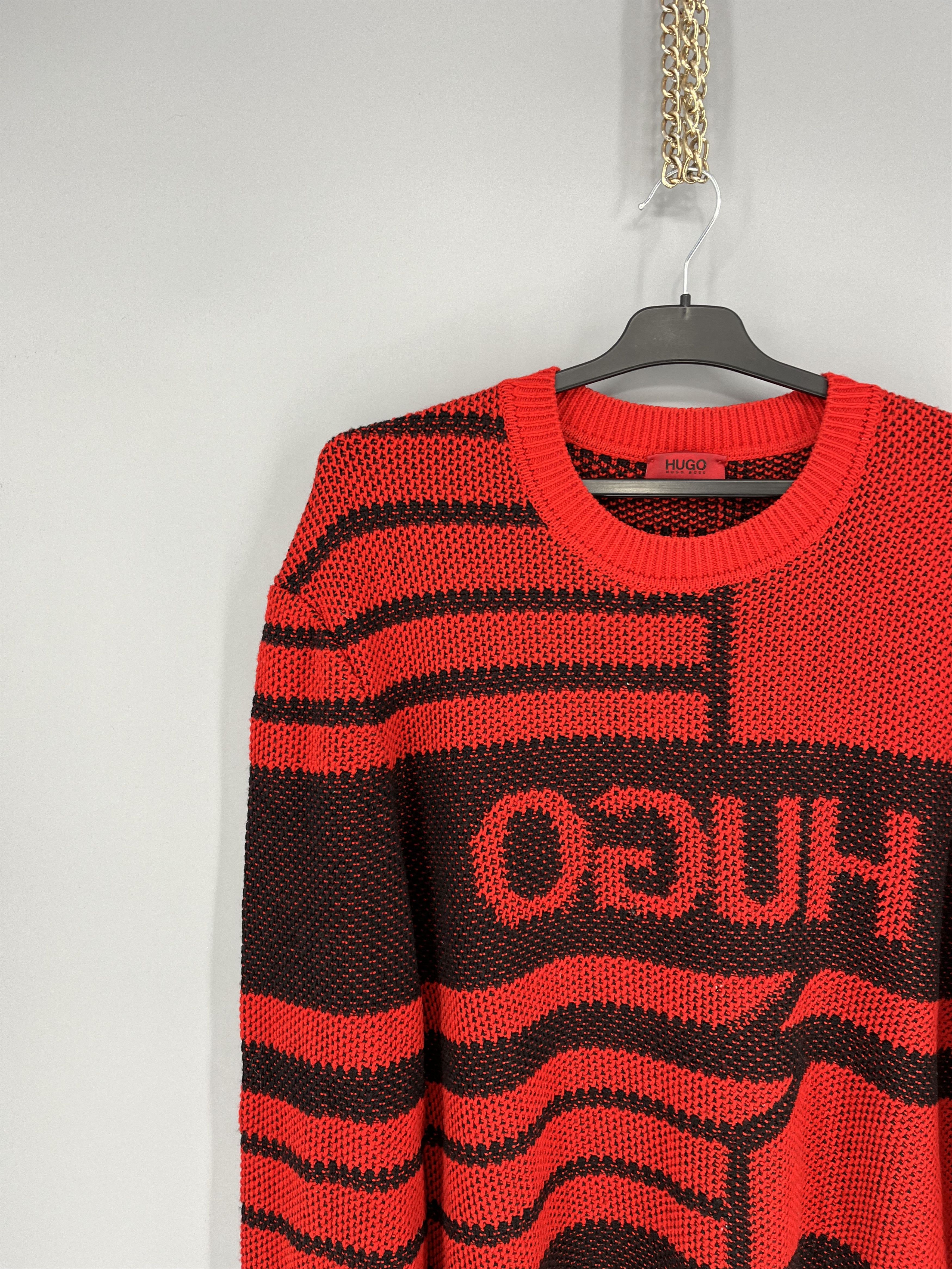 Hugo Boss Hugo Oversized Jacquard Knitted Jumper Wool with Reversed Size US XL / EU 56 / 4 - 4 Thumbnail