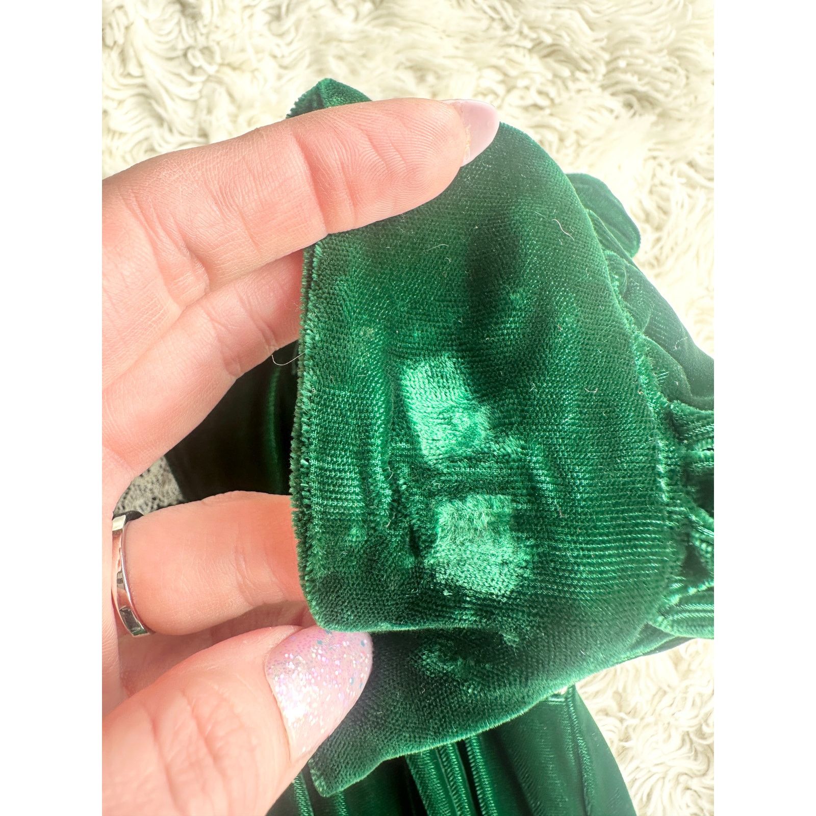 Vintage Vintage 60's Deep Emerald Velvet Empire Waist Dress Size M / US 6-8 / IT 42-44 - 12 Thumbnail