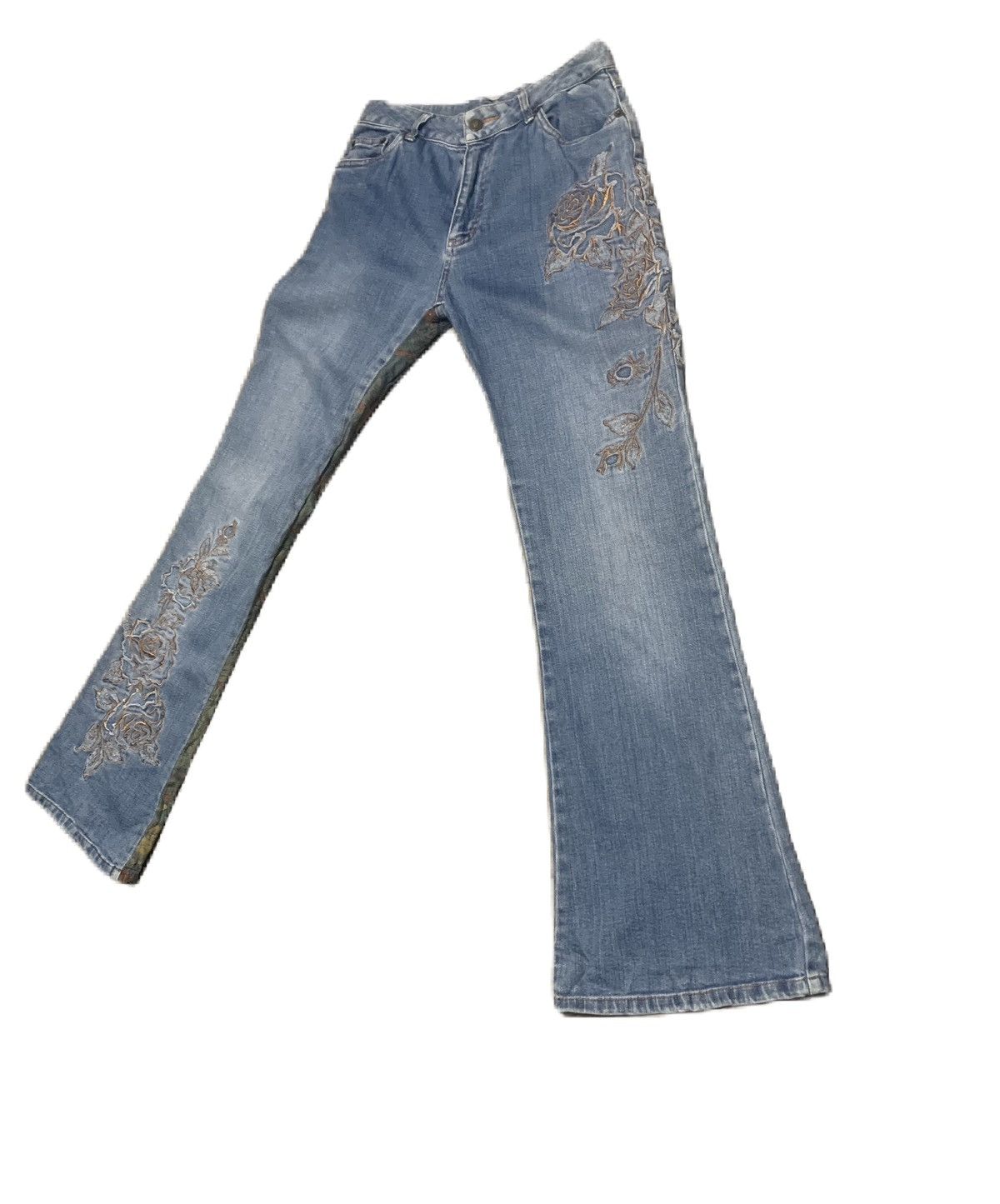 Le Grande Bleu (L.G.B.) Vintage 90s Patchwork Flare Bell Bottom Bootcut Jeans Size US 27 - 5 Thumbnail