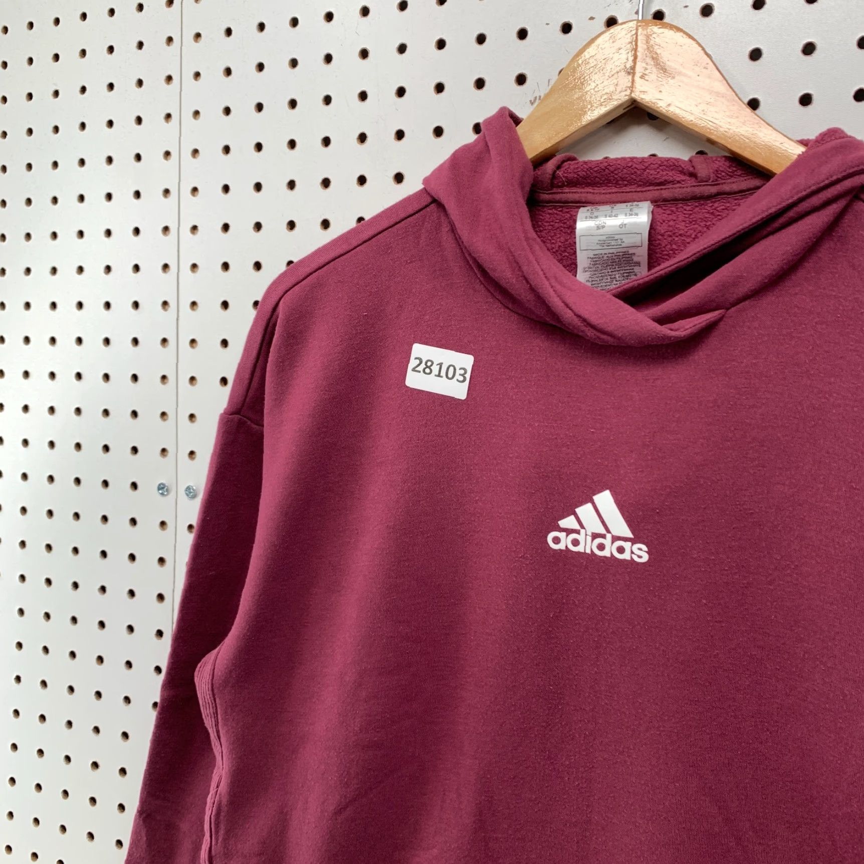 Adidas VINTAGE Adidas Hooded Sweatshirt Red Center Logo Womens Small Hoodie Pullover 23x23.5 Size S / US 4 / IT 40 - 7 Thumbnail