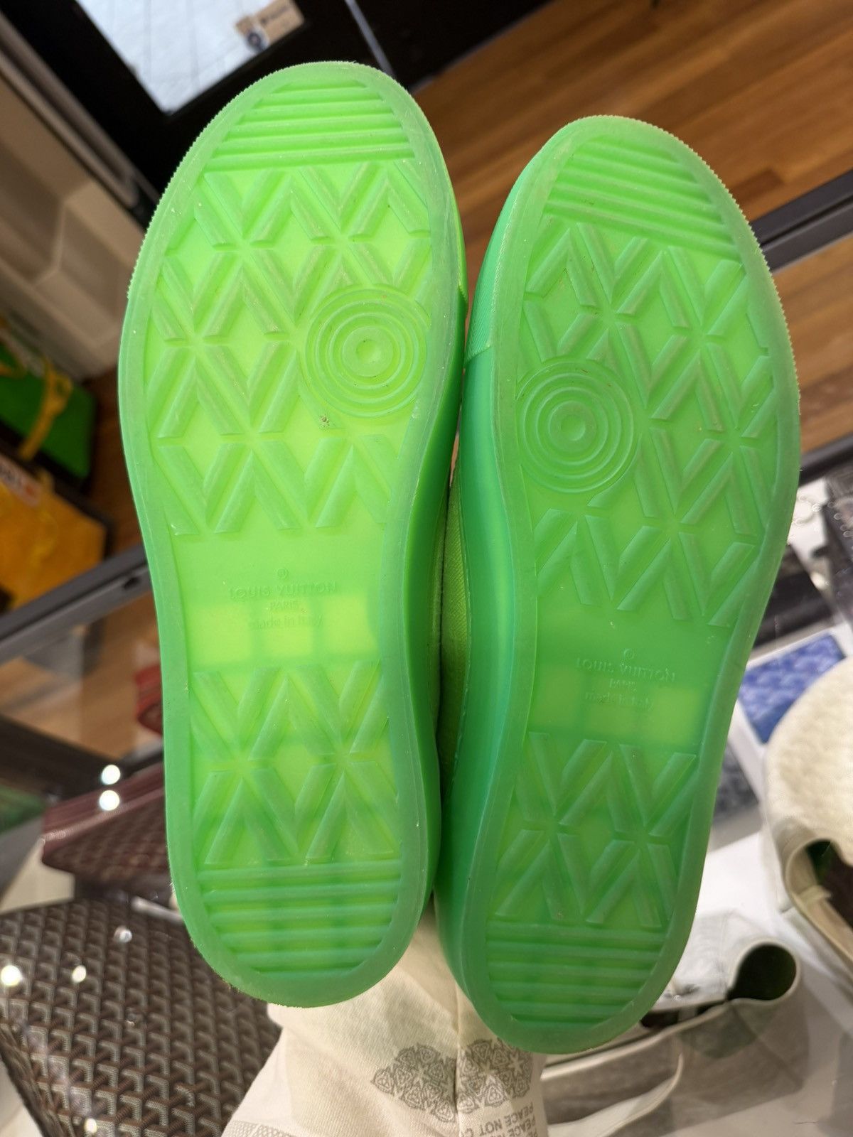 Louis Vuitton Louis Vuitton Tattoo Canvas Sneakers Low - Neon Green Size US 12 / EU 45 - 7 Thumbnail