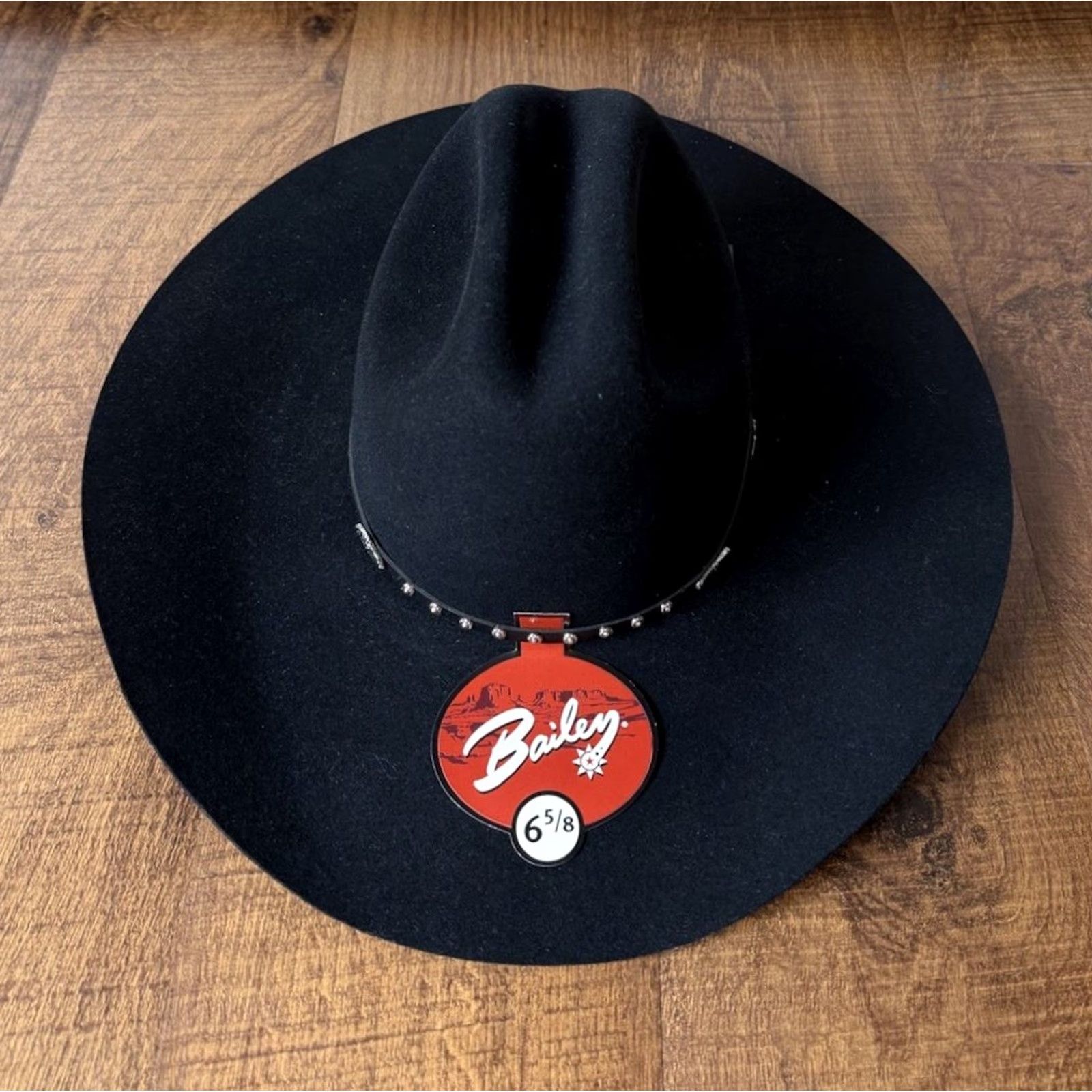 Bailey 44 VINTAGE Bailey Wool Felt Studded Hat Black 2X Size 6 5/8 Mens Womens Cowboys Western USA Band 90s? Size ONE SIZE - 3 Thumbnail