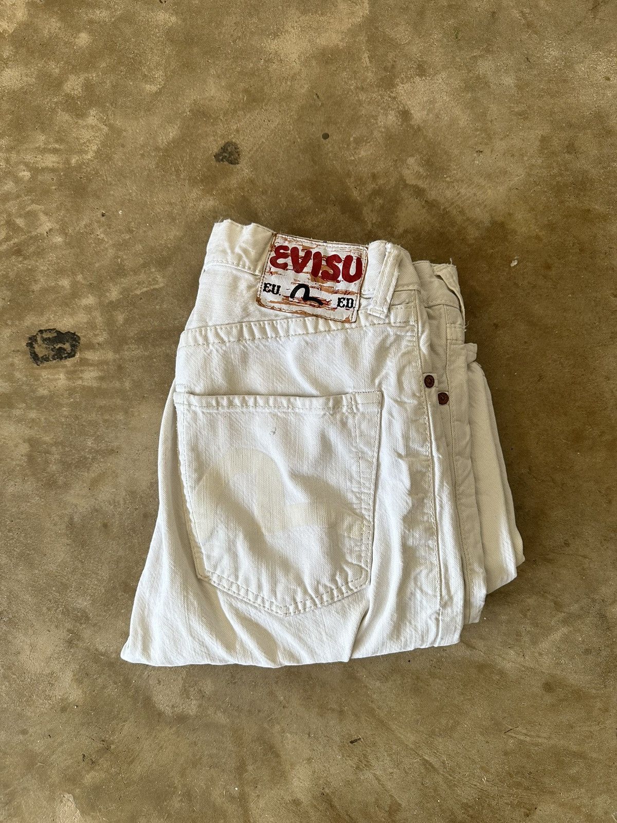 image of Vintage Evisu Cream Bootcut Pants Size 30, Men's