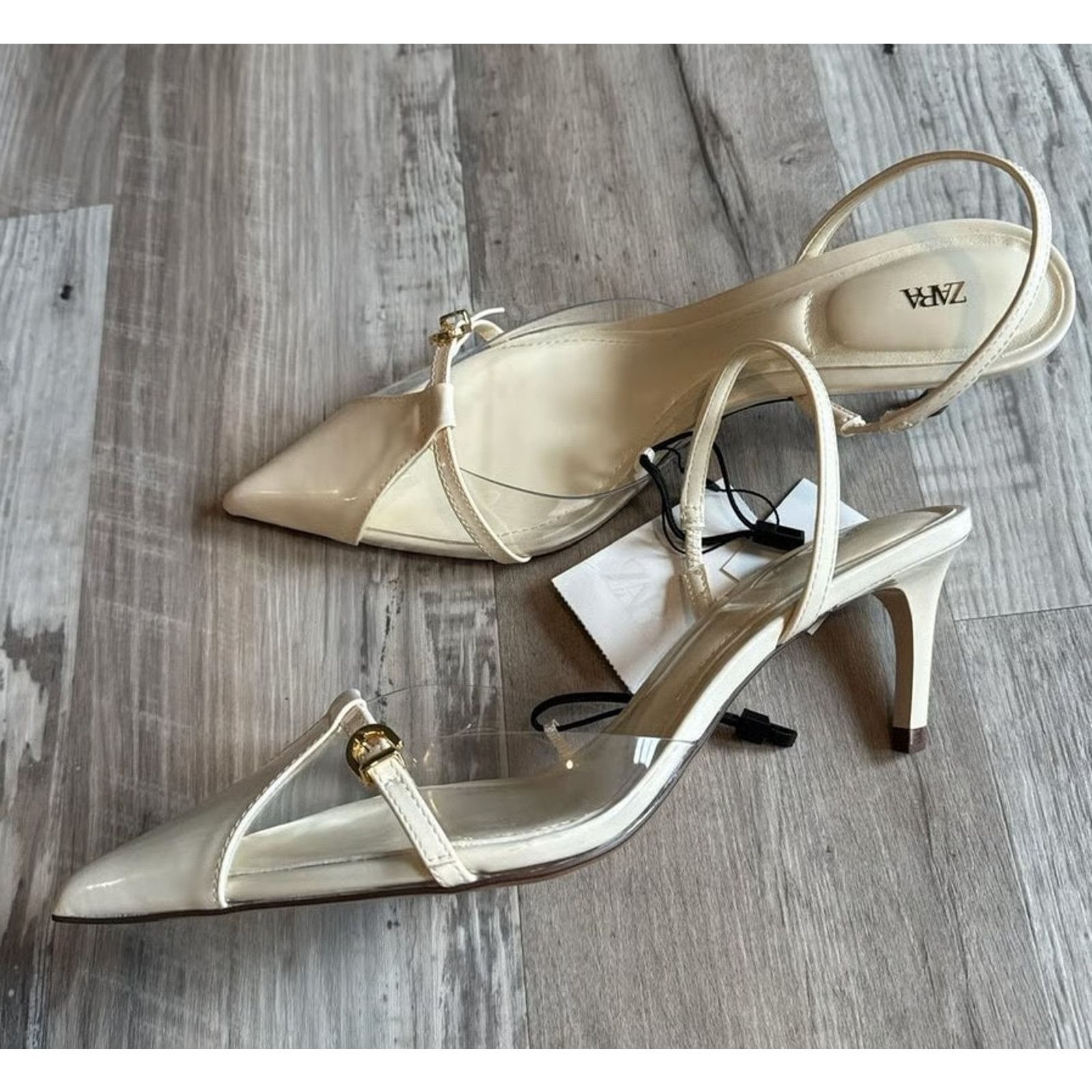 Zara Zara White Pointed Toe Slingback Heels NWT Size US 9 / IT 39 - 14 Thumbnail