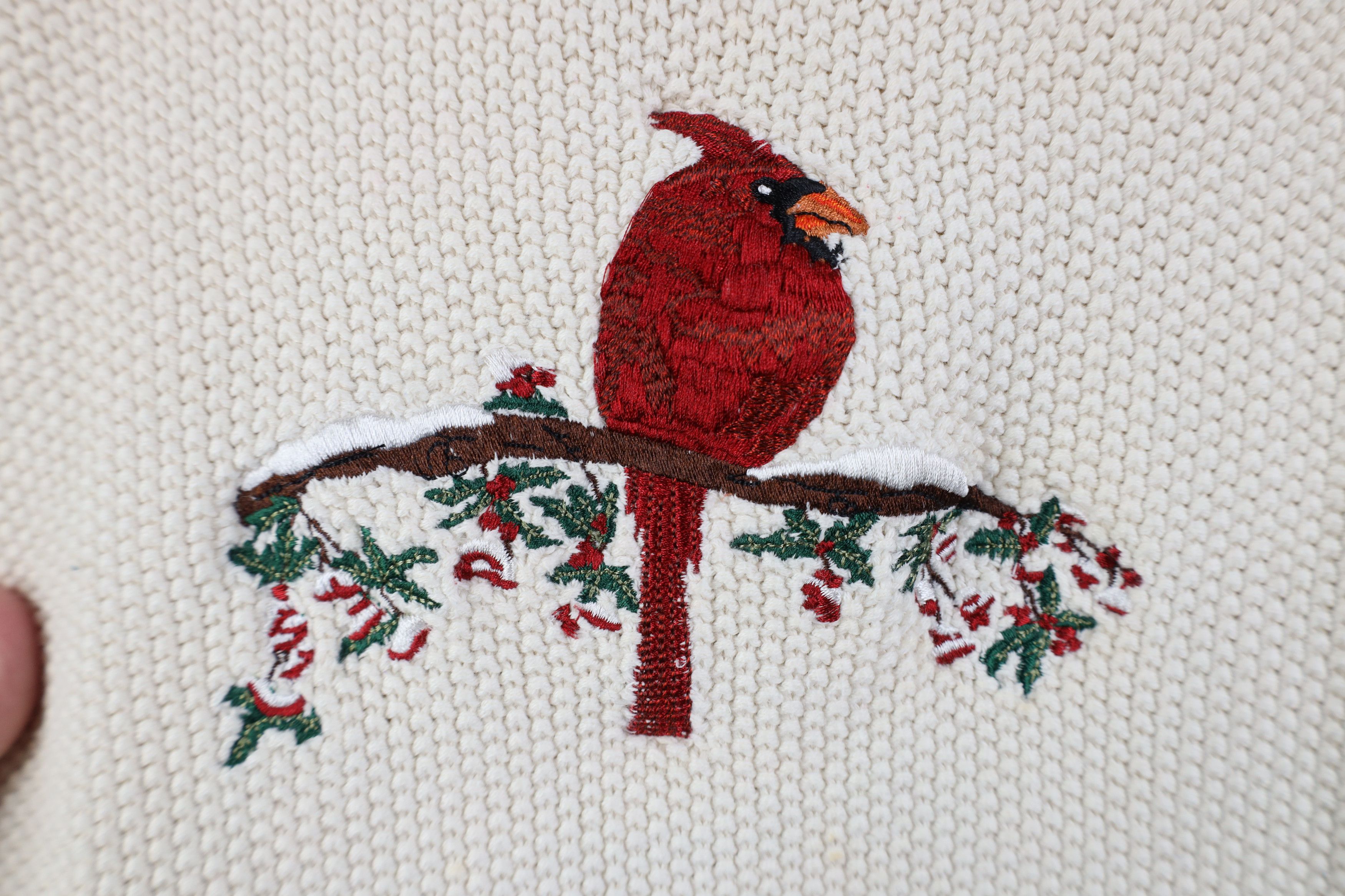 Cabelas Vintage 90s Cabelas Cardinal Bird Snow Crewneck Sweater Size L / US 10 / IT 46 - 4 Thumbnail