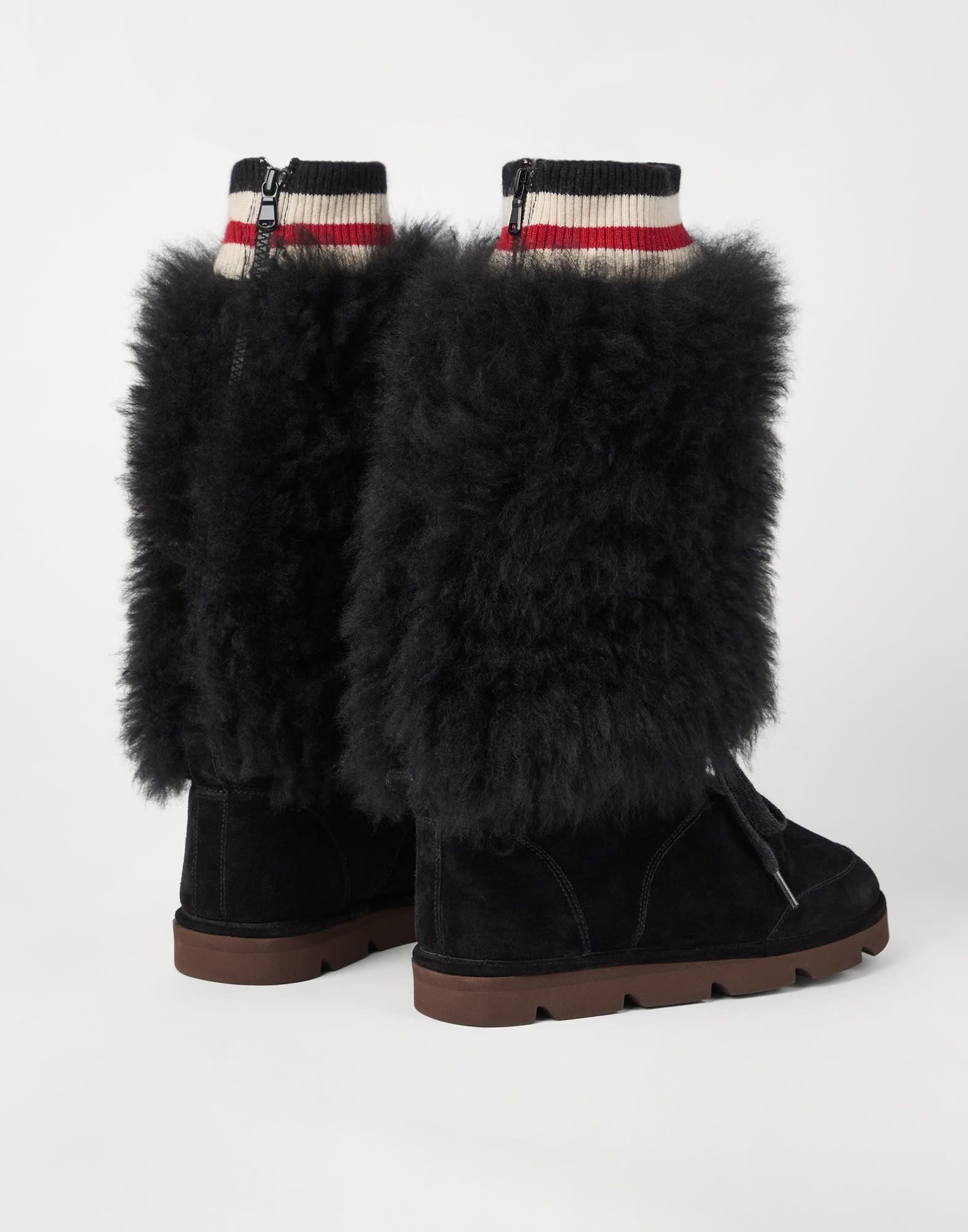 Brunello Cucinelli o1la1rc1a1025 Suede Boots in Black Size US 11 / IT 41 - 2 Thumbnail