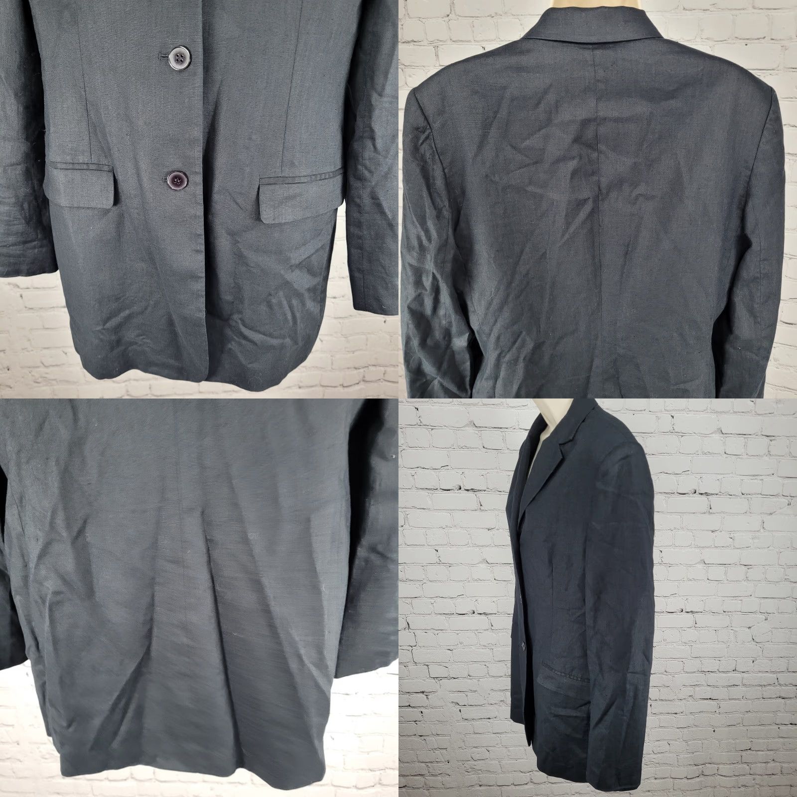 Evan Picone Evan Picone Blazer Women Dress 100% Linen Lightweight Notch Buttoned Black Size 10 Size L / US 10 / IT 46 - 8 Thumbnail