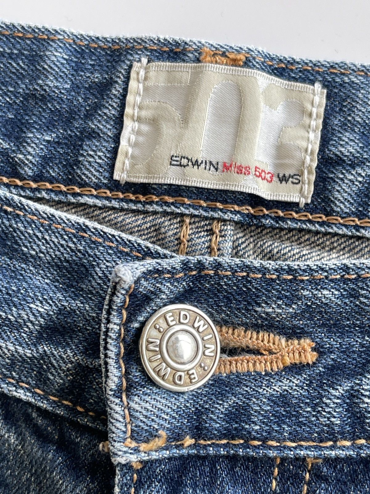 Vintage Edwin Miss 503 WS Distressed Denim Jeans Size 31" - 10 Thumbnail
