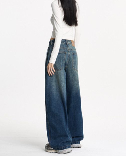 Japanese Brand American high-waisted retro loose unisex wide-leg jeans Size US 32 / EU 48 - 3 Thumbnail