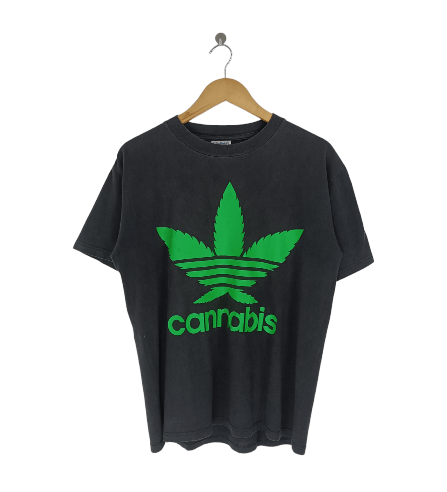 VINTAGE 2000s CANNABIS ADIDAS PARODY FUNNY HUMOR ADULTS TEE