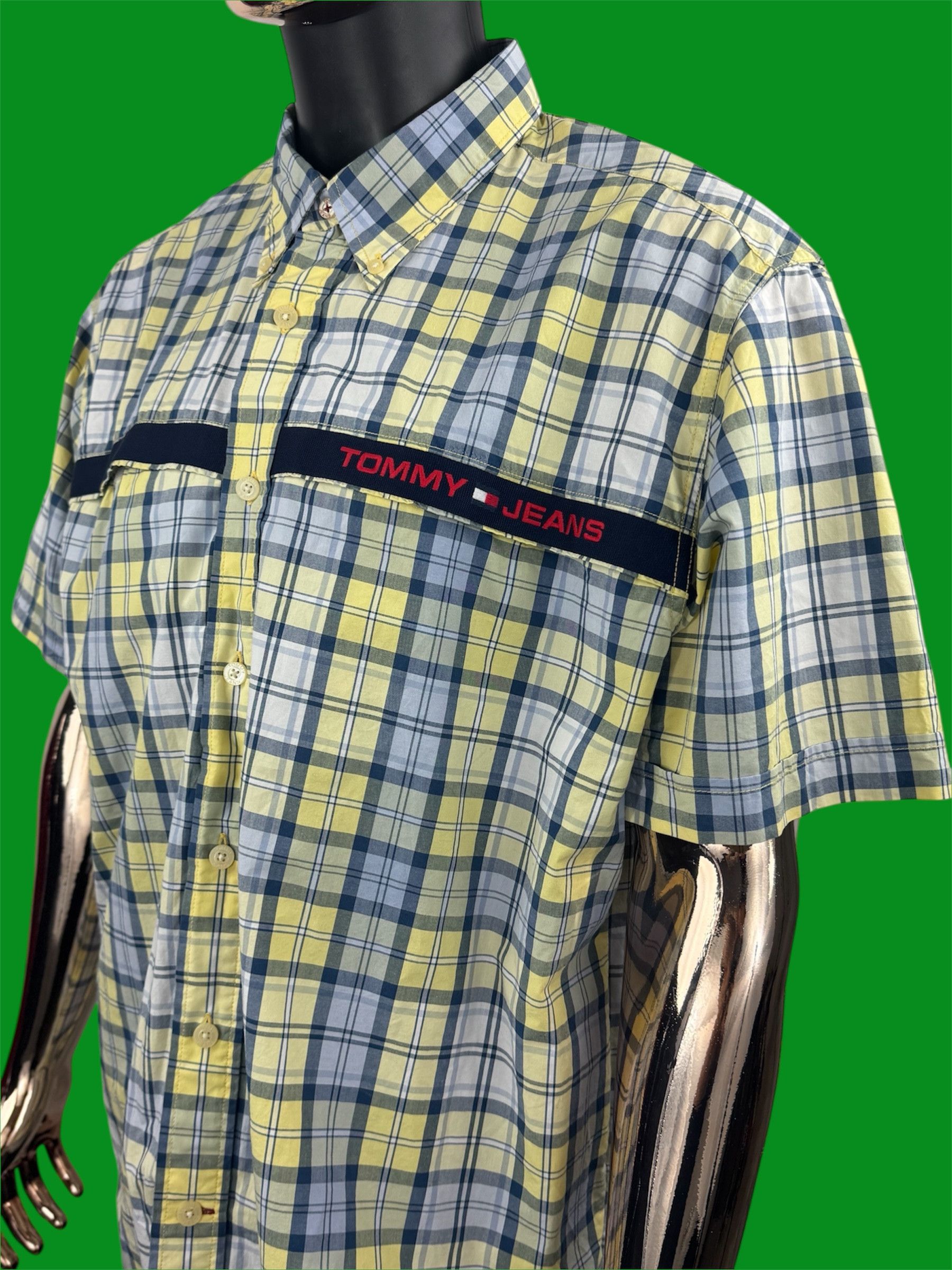 Tommy Hilfiger VTG Tommy Jeans Plaid Chest Strap & Velcro Pockets Size US XL / EU 56 / 4 - 1 Thumbnail