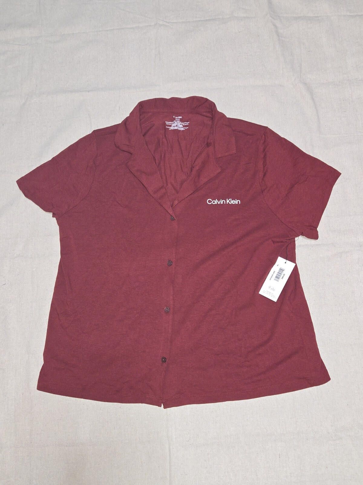 Calvin Klein Calvin Klein Sleepwear Women's Maroon Short Sleeve Shirt XL Size ONE SIZE - 1 Thumbnail
