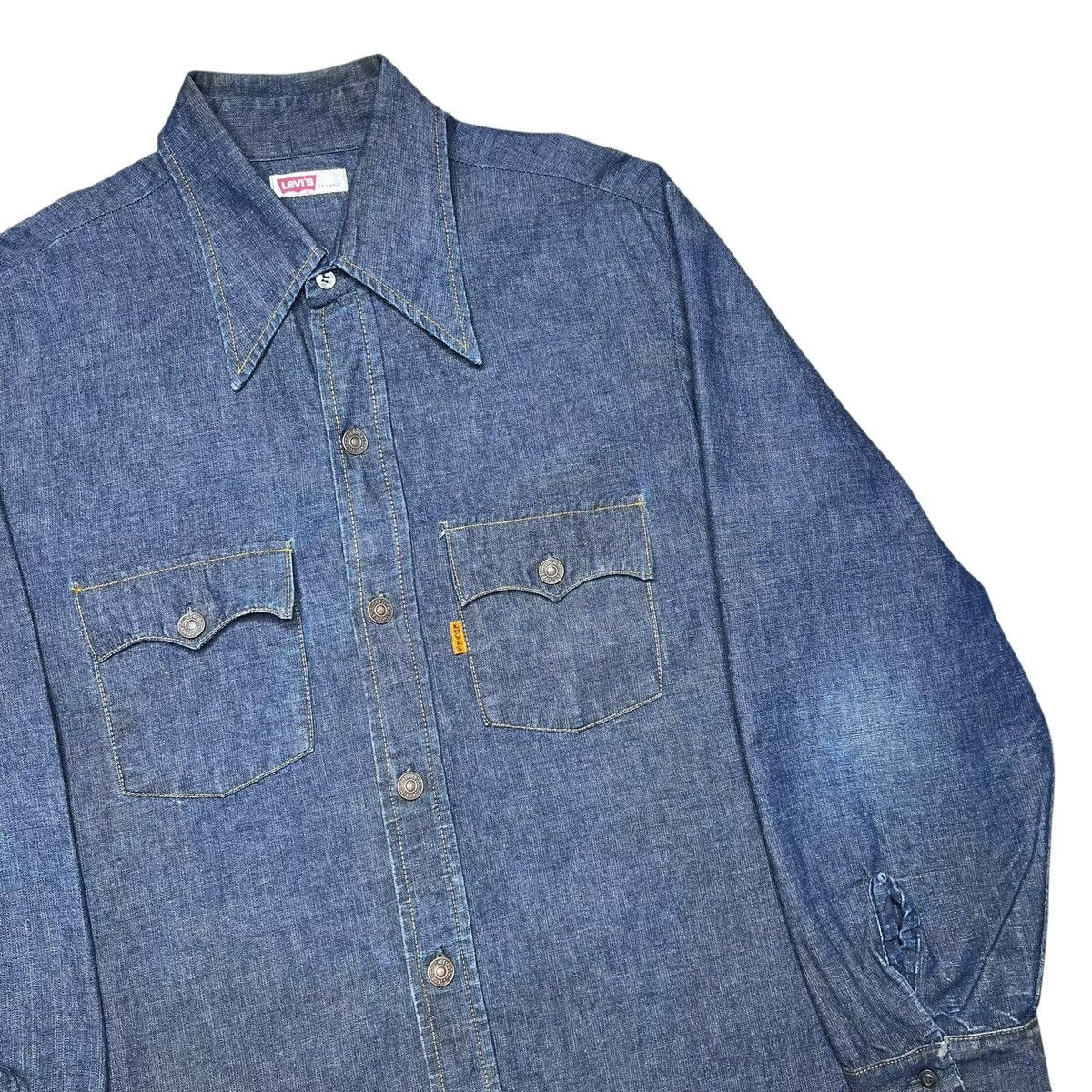 Levi's 1970s Levi’s Orange Tab Denim Button Up Long Sleeve Shirt Size US XL / EU 56 / 4 - 14 Thumbnail