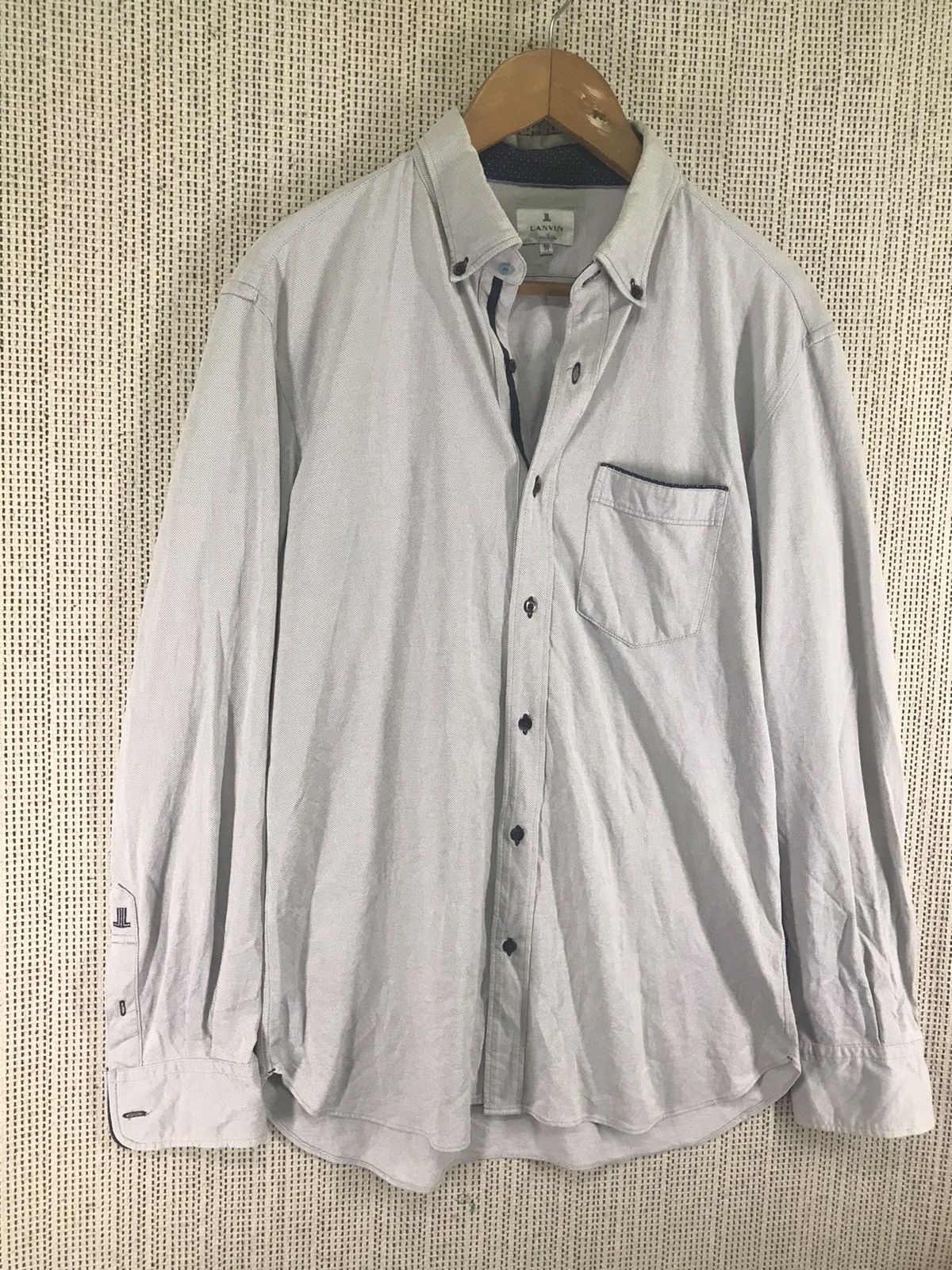 Designer × Lanvin × Vintage LANVIN Classique Shirt Gray Cotton Men's Button Up Size 50 Size US L / EU 52-54 / 3 - 2 Thumbnail