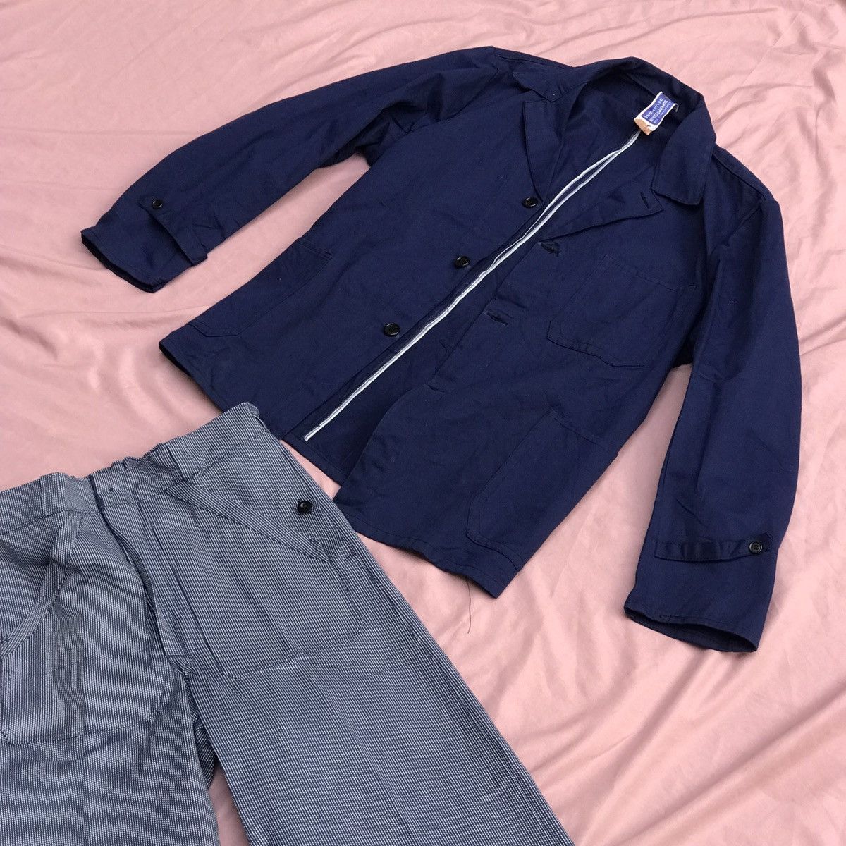 Self Edge × Vintage SELVEDGE NWT CANVAS CHORE JACKET NAVY BLUE Size US L / EU 52-54 / 3 - 4 Thumbnail