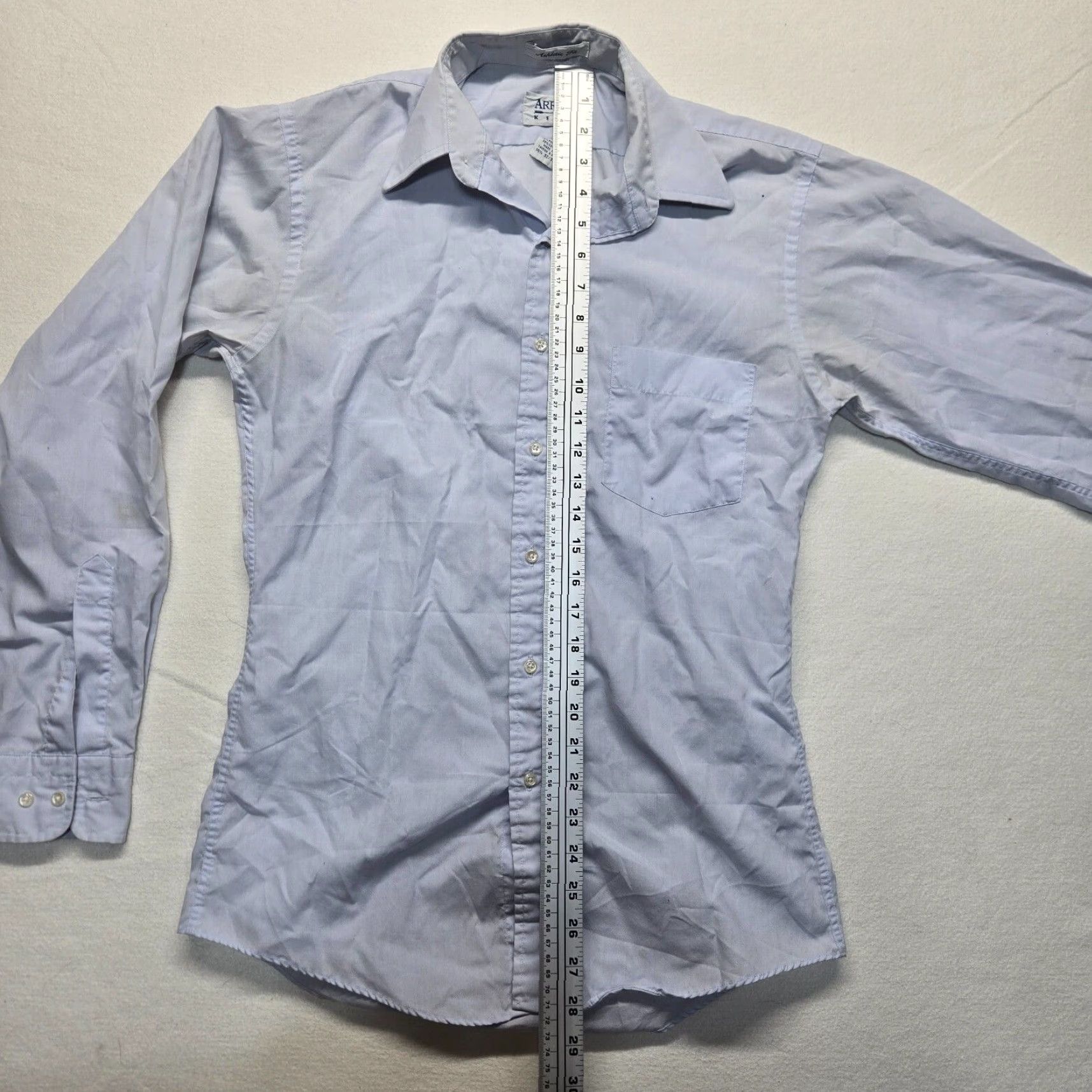 Arrow Arrow Dress Shirt Solid Blue Button Up Long Sleeve Adult Men's Size 14.5 Size 36R - 5 Thumbnail