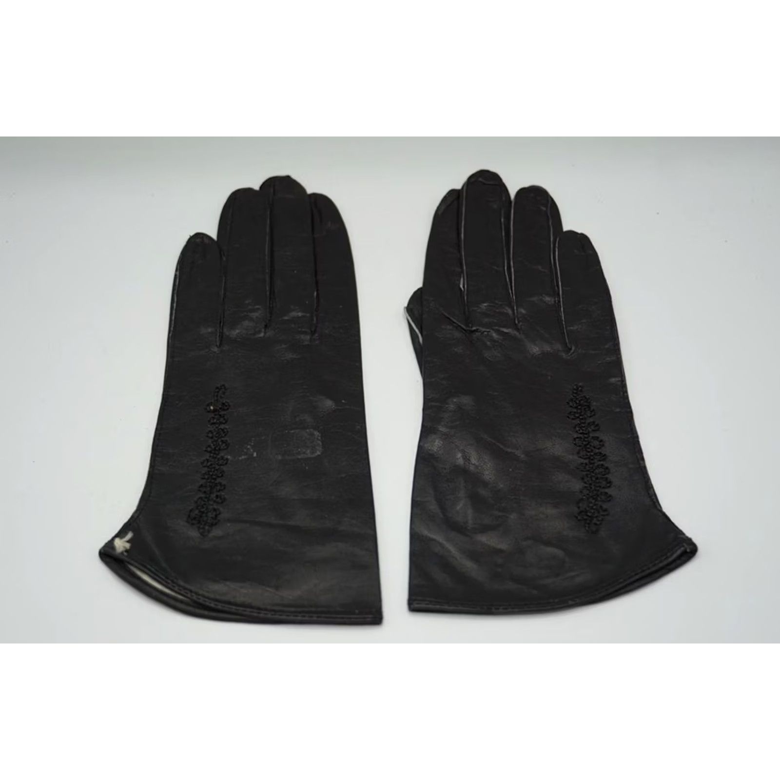 Vintage VINTAGE Black Leather Gloves Size 7 1960's Fashion Size ONE SIZE - 4 Thumbnail
