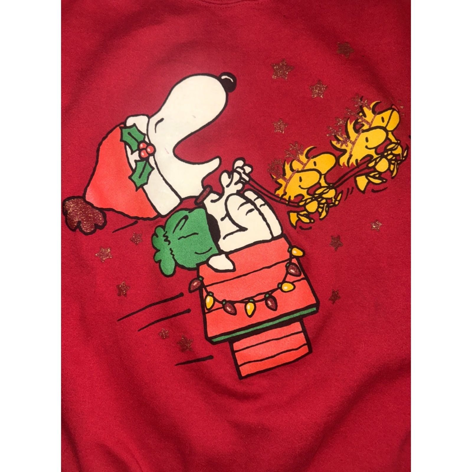 Peanuts VINTAGE Snoopy Christmas Sweatshirt Red XXL Made in USA 24x27 Peanuts Holiday Men Sweatshirt Graphic Print 90s Pullover Christmas Mens Size US XXL / EU 58 / 5 - 2 Thumbnail