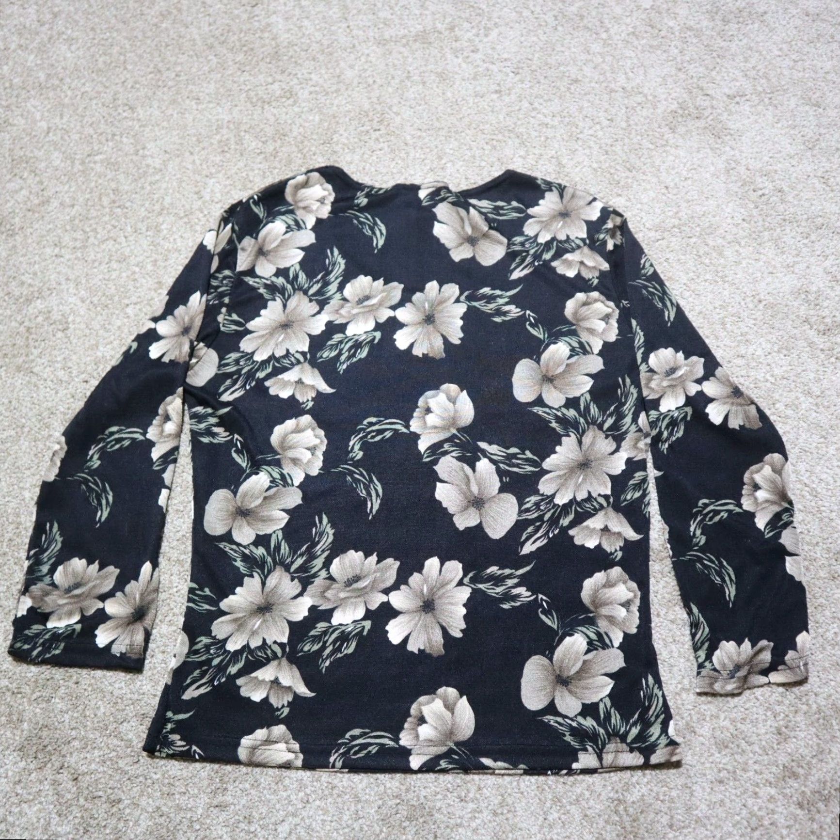Vintage B. Moss Shirt Women's Size M Black Floral Square Neck 3/4 Sleeve Brown on Black Shirt Top Half Sleeve Flower Vintage No Size M / US 6-8 / IT 42-44 - 7 Thumbnail
