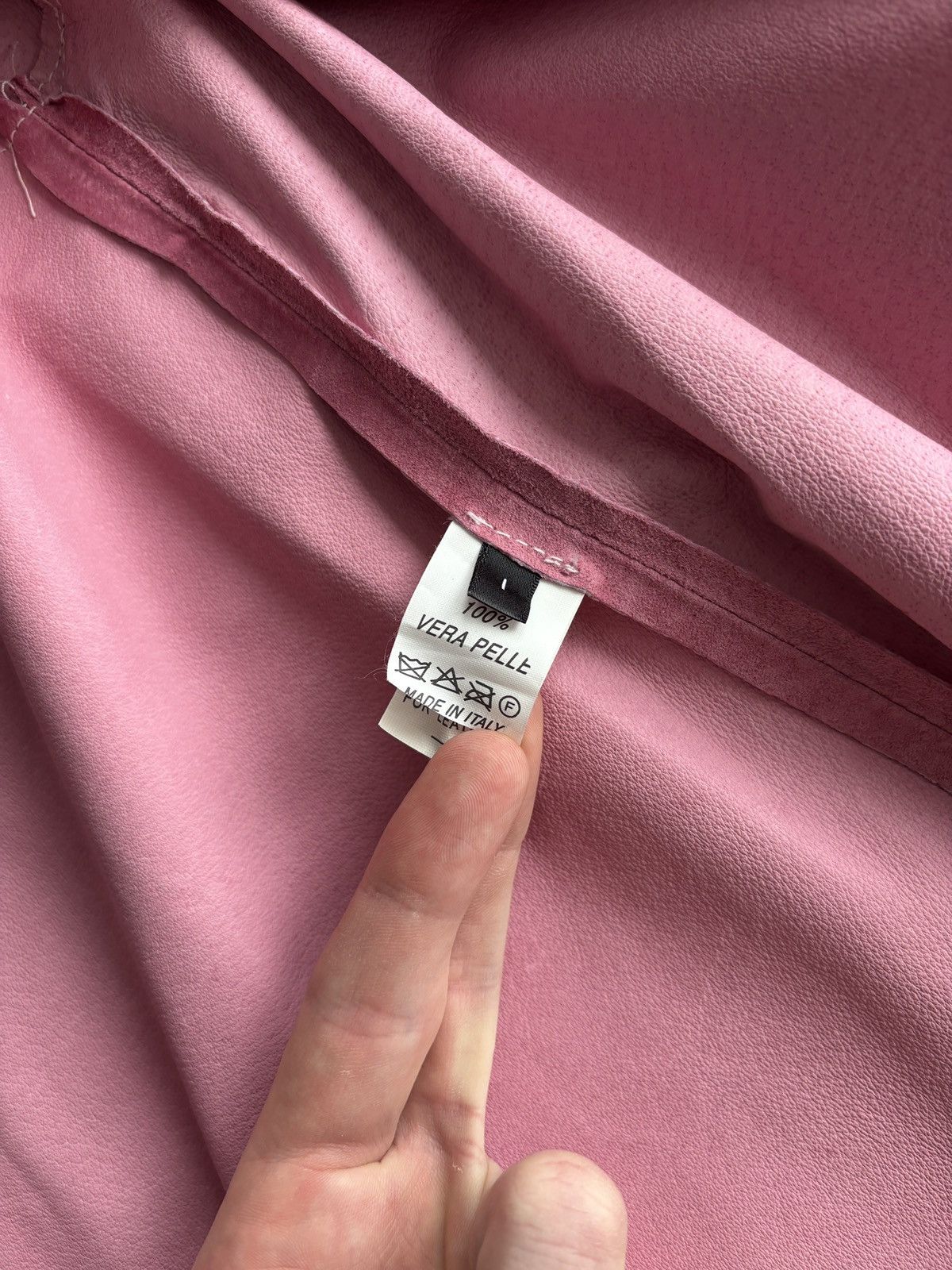 Designer Vintage Pink Suede Coat Made in Italy Cropped Peacock Blue Size XS / US 0-2 / IT 36-38 - 6 Thumbnail