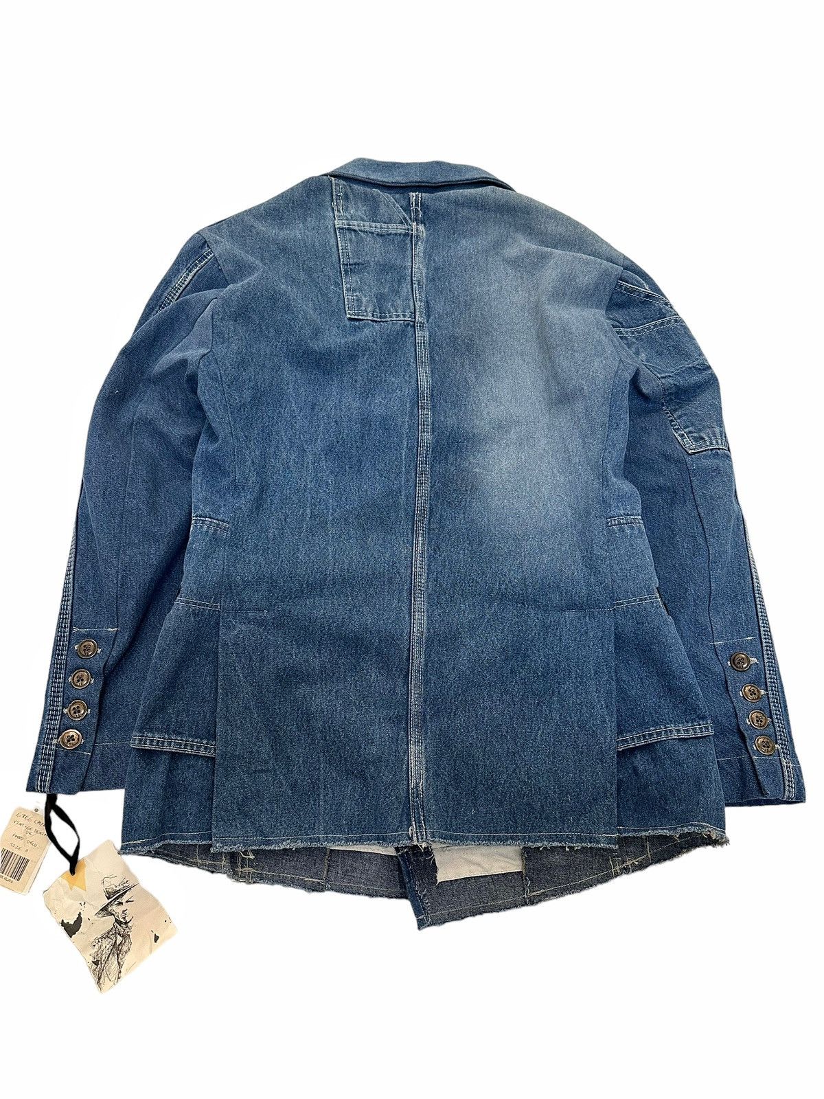 Greg Lauren Sz0 Vintage Denim DB Double Breasted Blazer Coat Size 48R - 5 Thumbnail