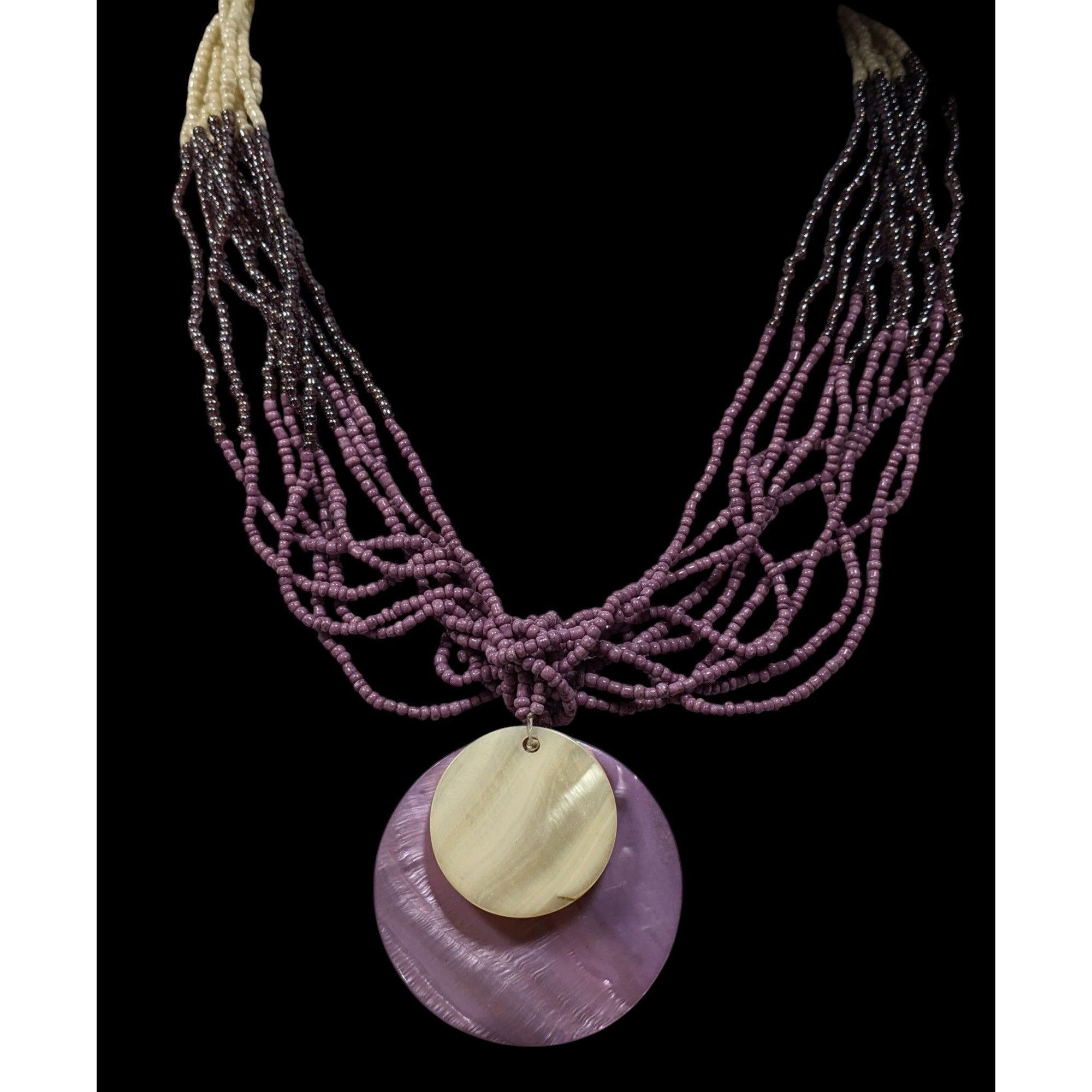 Other Neutral Mermaidcore Purple And White Glass Beaded Shell Pend Size ONE SIZE - 2 Thumbnail