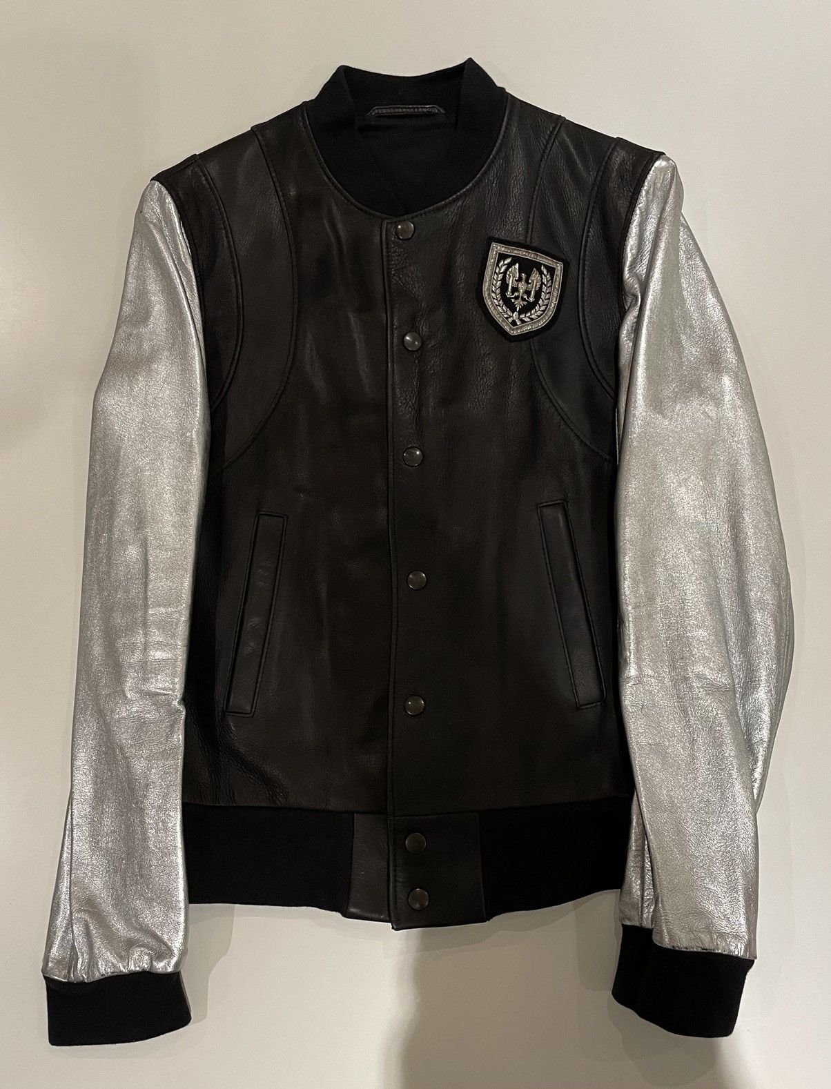 Balmain Balmain Black/Silver Teddy Leather Jacket Size 48FR Size US M / EU 48-50 / 2 - 1 Thumbnail