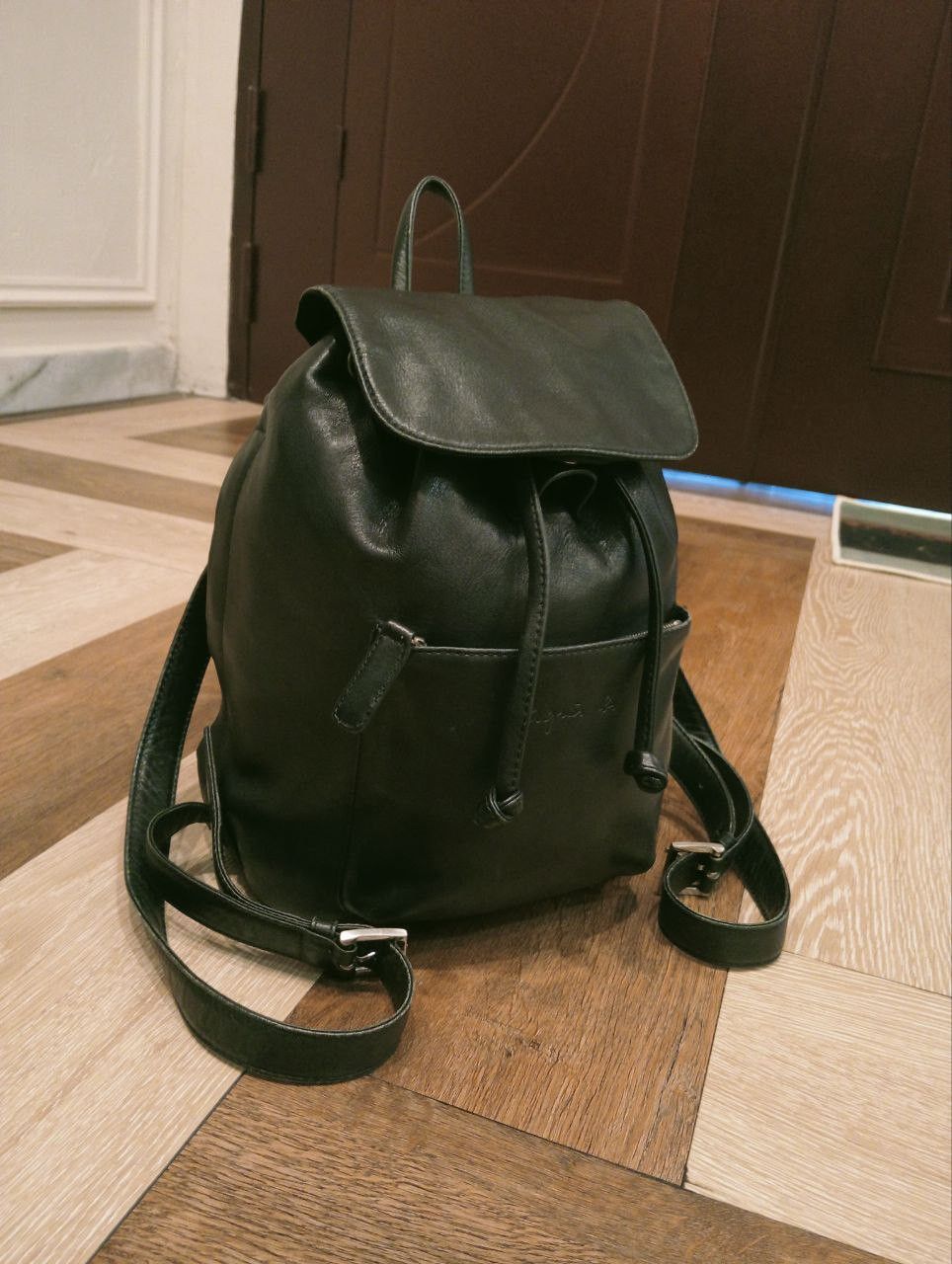 agnes b. AGNES B. LEATHER BACKPACK - BLACK Size ONE SIZE - 3 Thumbnail