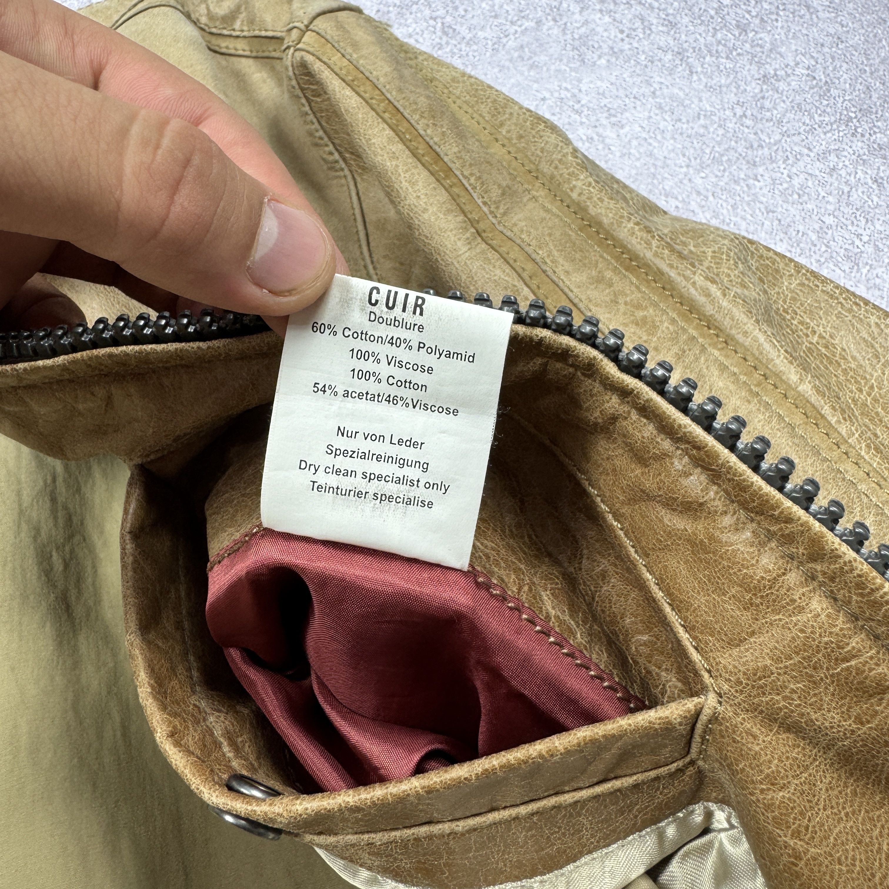 Genuine Leather × Strellson Men`s STRELLSON CARAMEL BROWN LEATHER BIKER JACKET SIZE L/52 Size US L / EU 52-54 / 3 - 10 Thumbnail