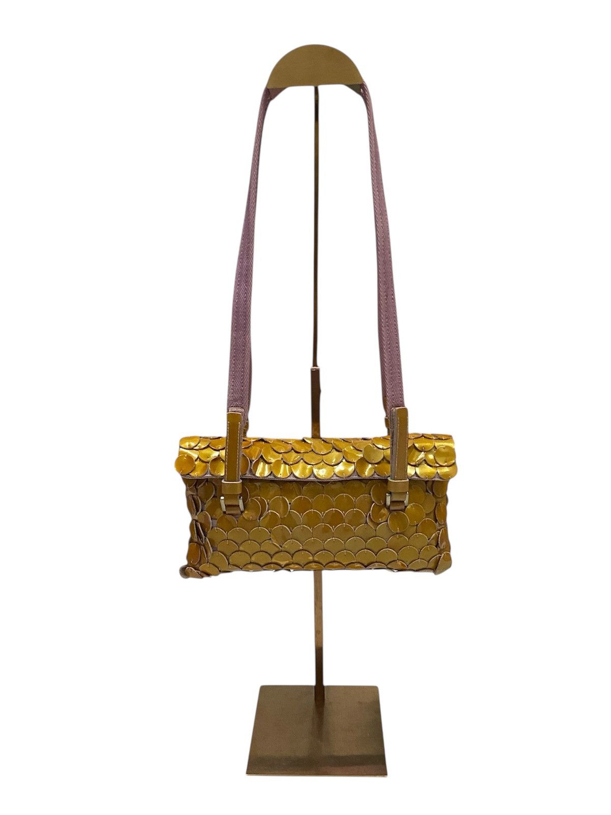Prada Prada Gold Patent Paillet Leather Shoulder Bag Size ONE SIZE - 2 Thumbnail