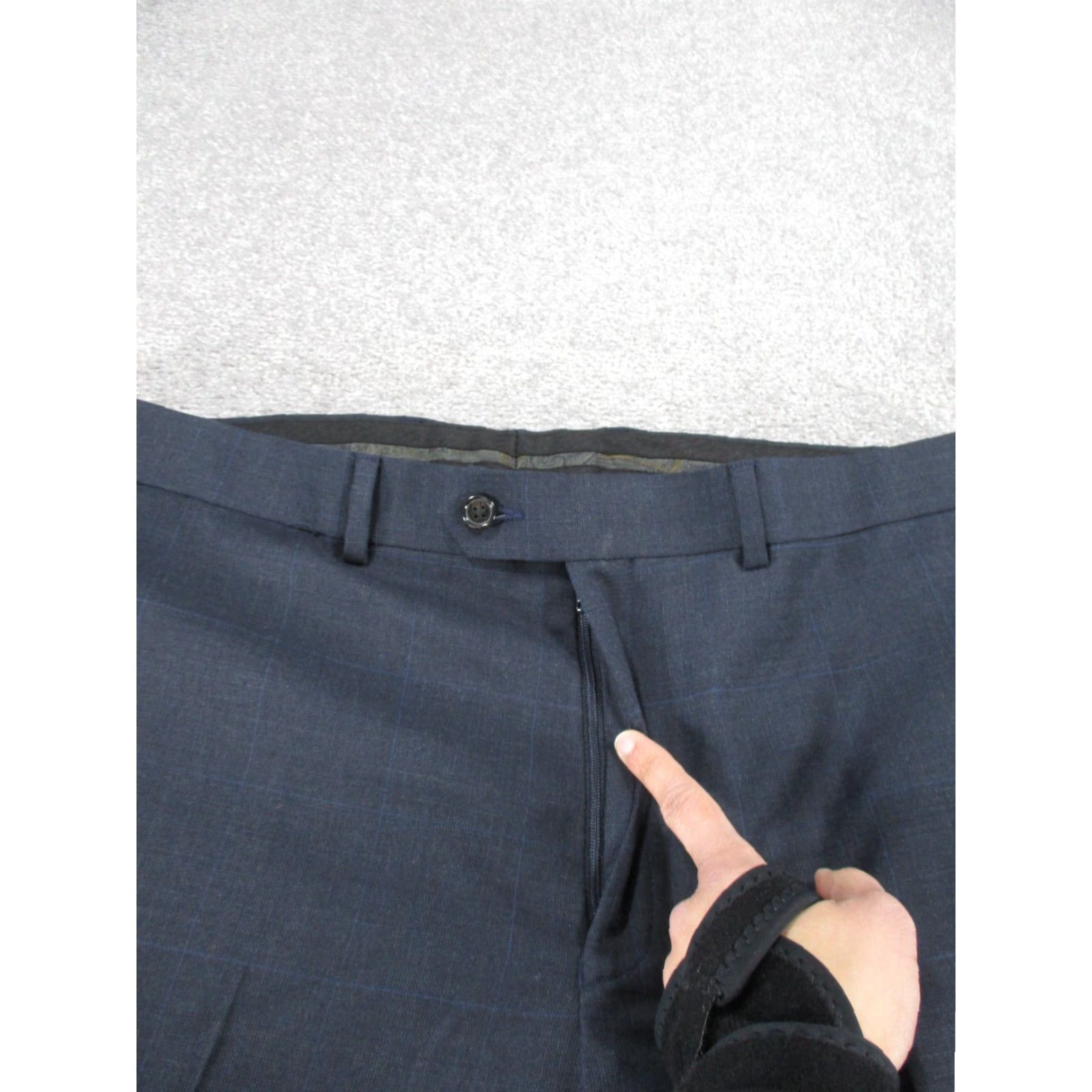 Ralph Lauren VINTAGE Lauren Ralph Lauren Dress Pants 40 Gray Blue Windowpane Check Wool Regular Fit 40X28 Mens Size US 40 / EU 56 - 3 Thumbnail