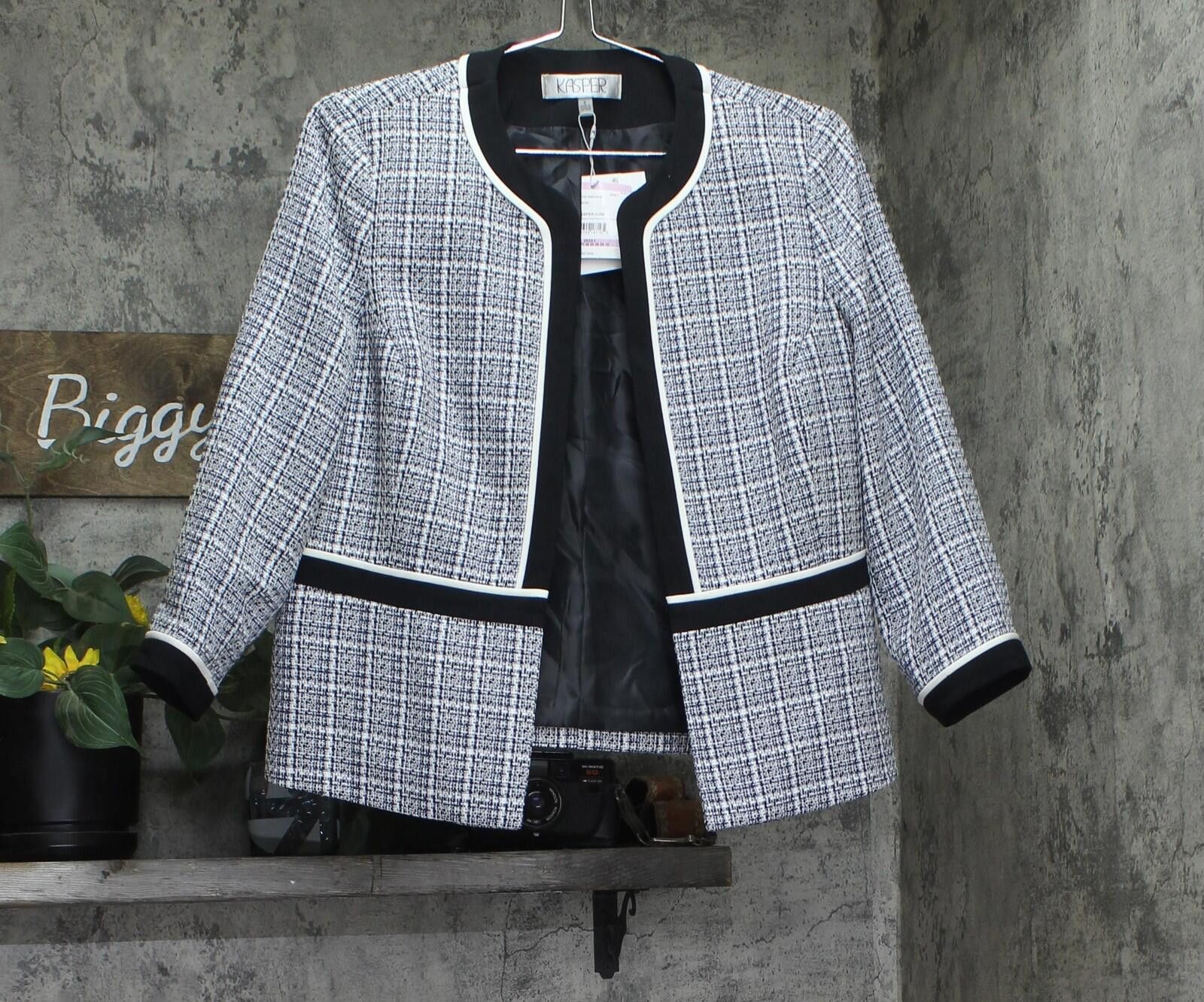 Other Nwt Kasper Womens Tweed Jacket Blazer 10924393 Blue Multi 6 Size M / US 6-8 / IT 42-44 - 1 Thumbnail