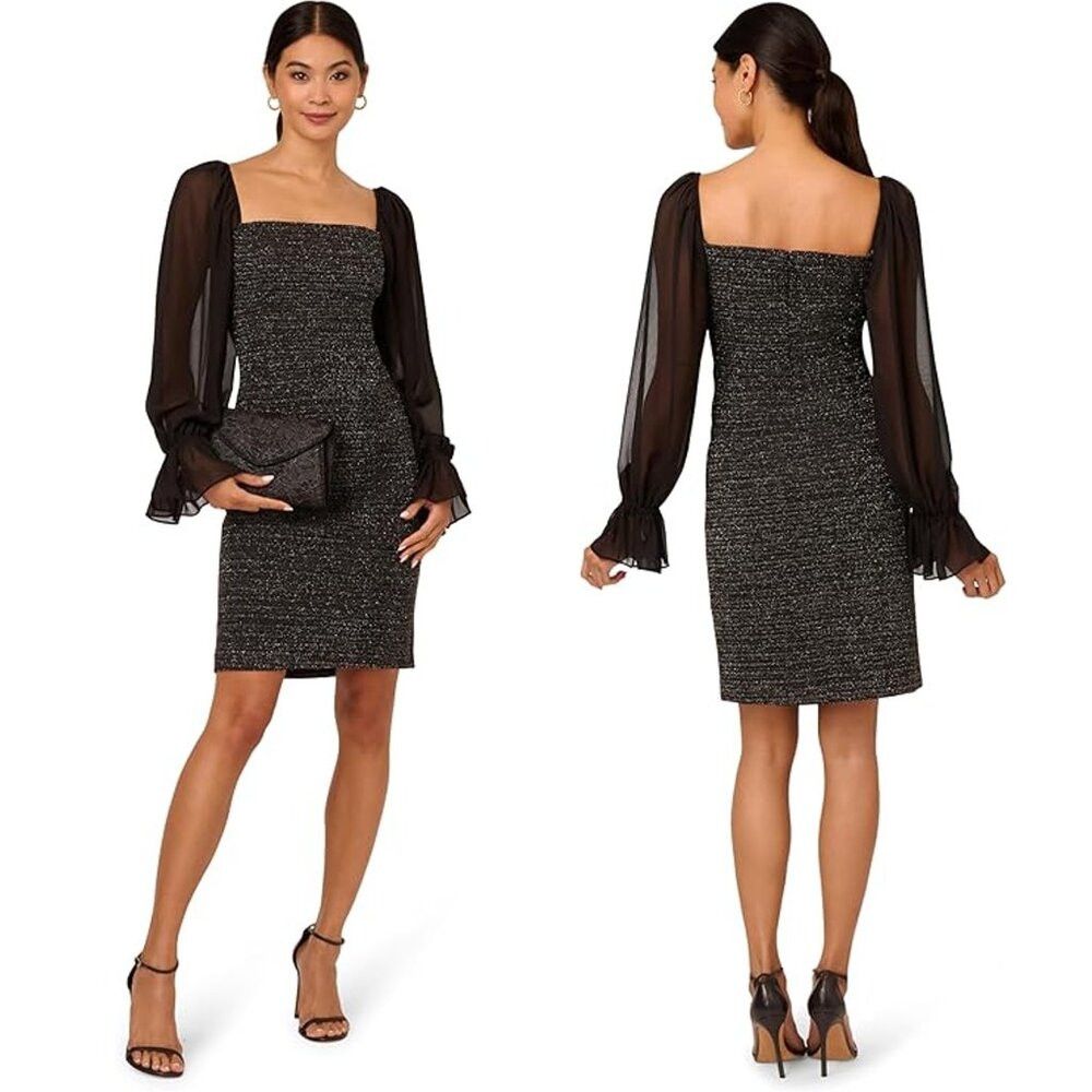 Adrianna Papell NWT New $169 Adrianna Papell Metallic Boucle Combo Black Dr Size XL / US 12-14 / IT 48-50 - 1 Thumbnail