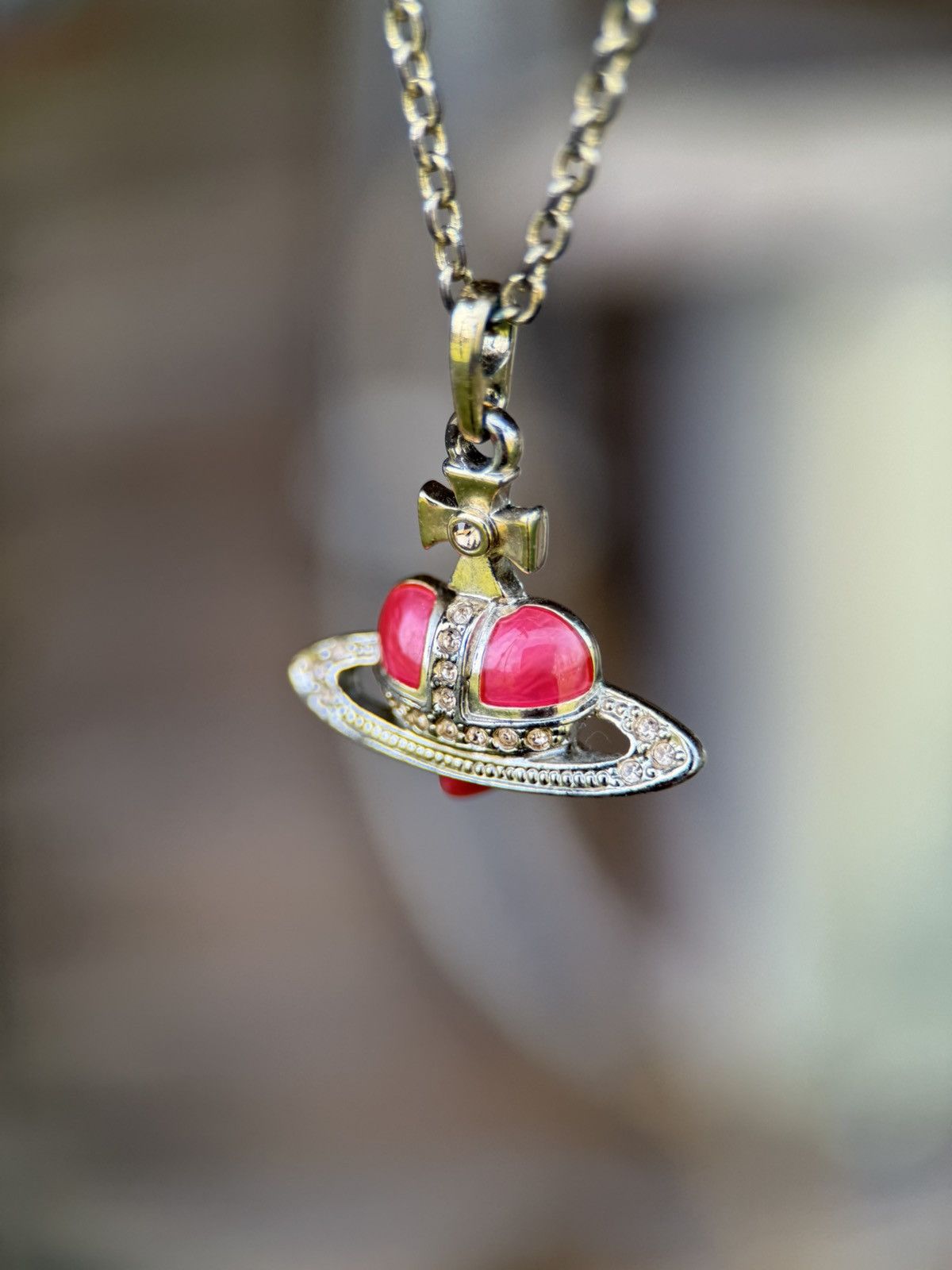 Vivienne Westwood Vivienne Westwood Diamante Heart Pendant Necklace Red Size ONE SIZE - 2 Thumbnail