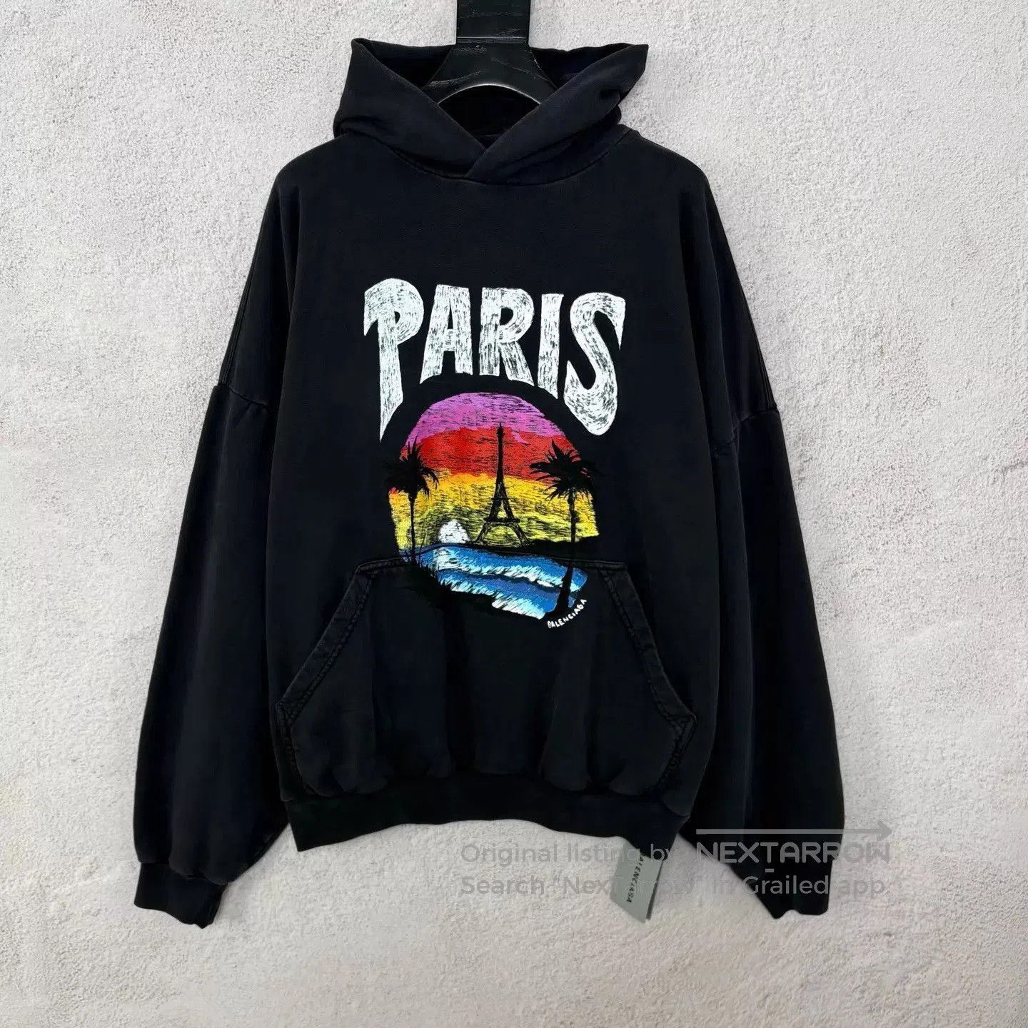 Balenciaga Black Paris Sunset Eiffel Tower Hoodie. Size US M / EU 48-50 / 2 - 1 Thumbnail