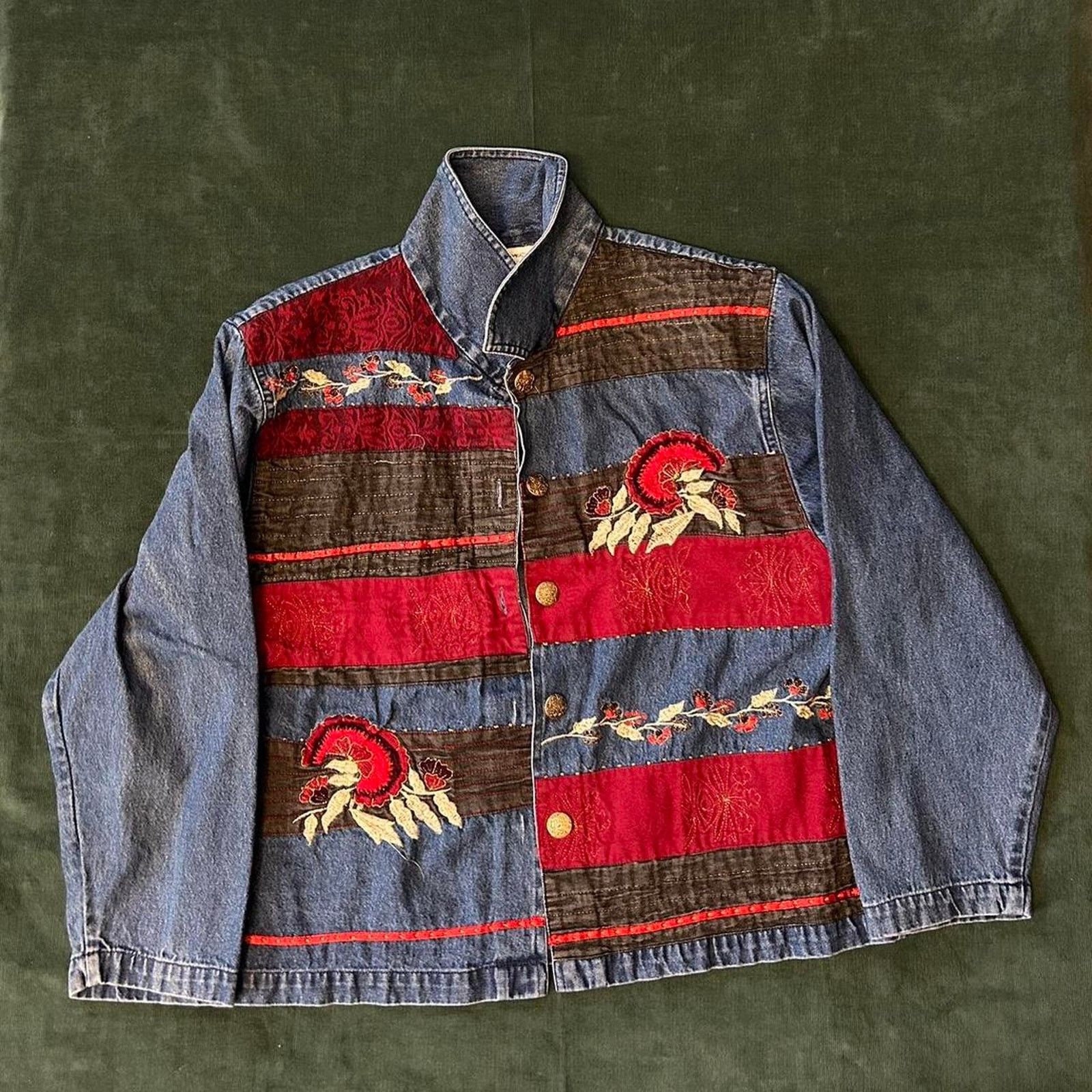 Other Vintage embroidered denim jacket Size L / US 10 / IT 46 - 1 Thumbnail