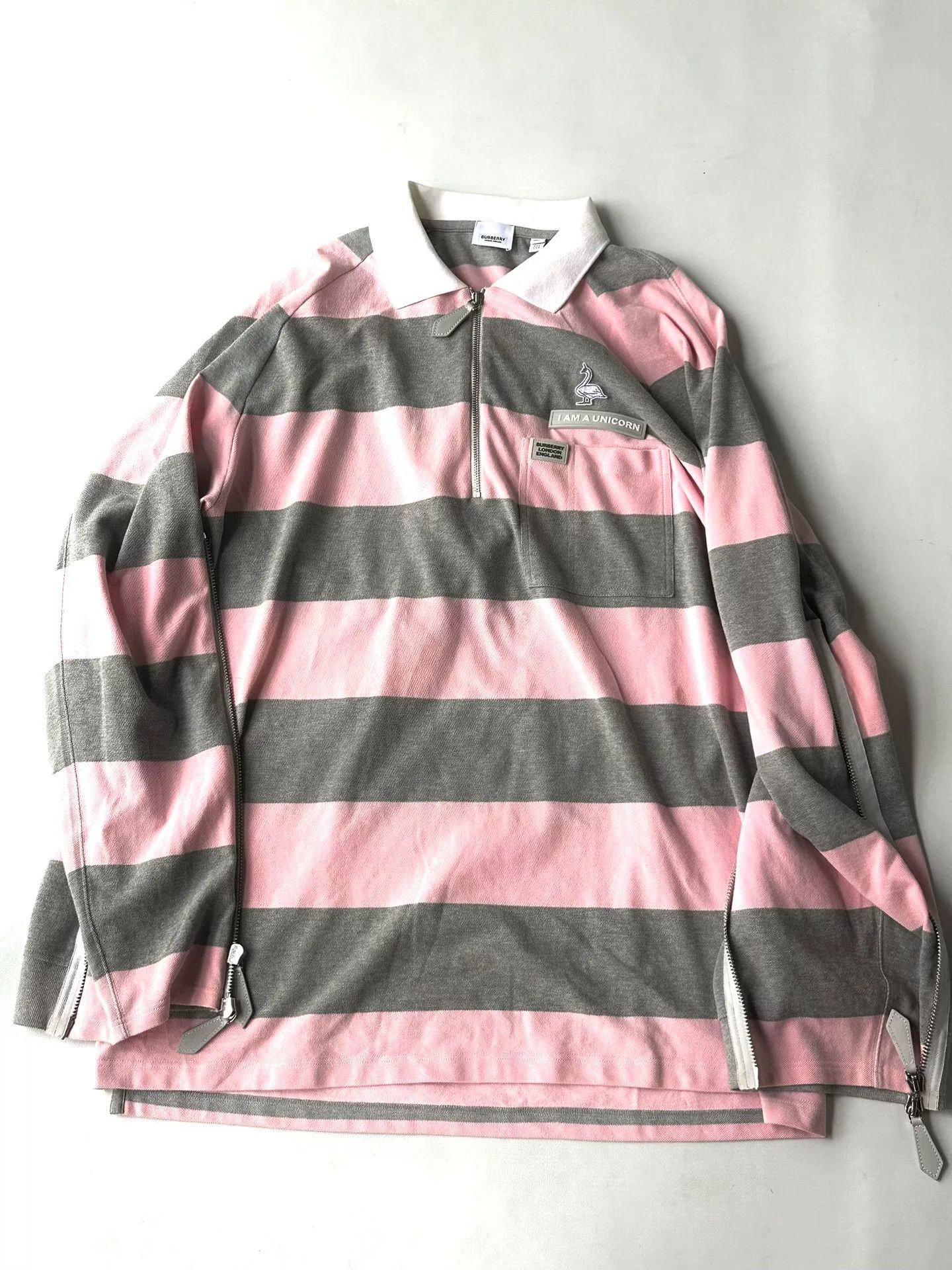 Burberry Burberry Runway Grey Pink Stripe Sweatshirt Size US M / EU 48-50 / 2 - 1 Thumbnail