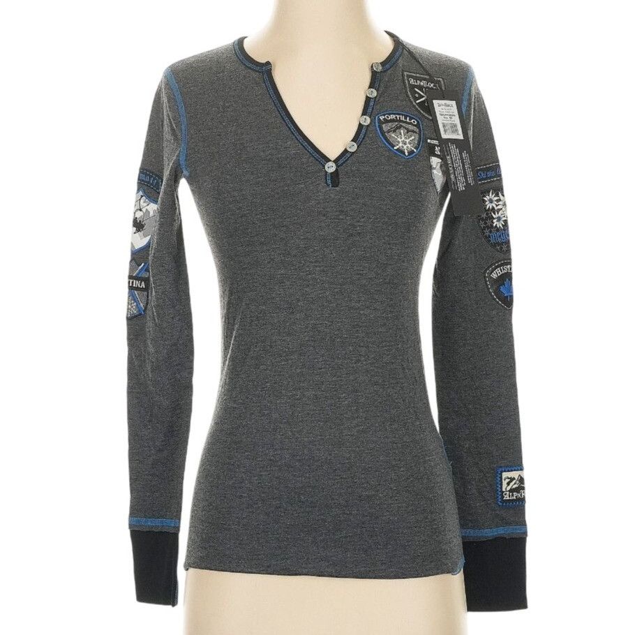 Other NWT Alp-n-Rock "Ski the World" Henley Shirt Top XS/S Gray M Size XS / US 0-2 / IT 36-38 - 2 Thumbnail