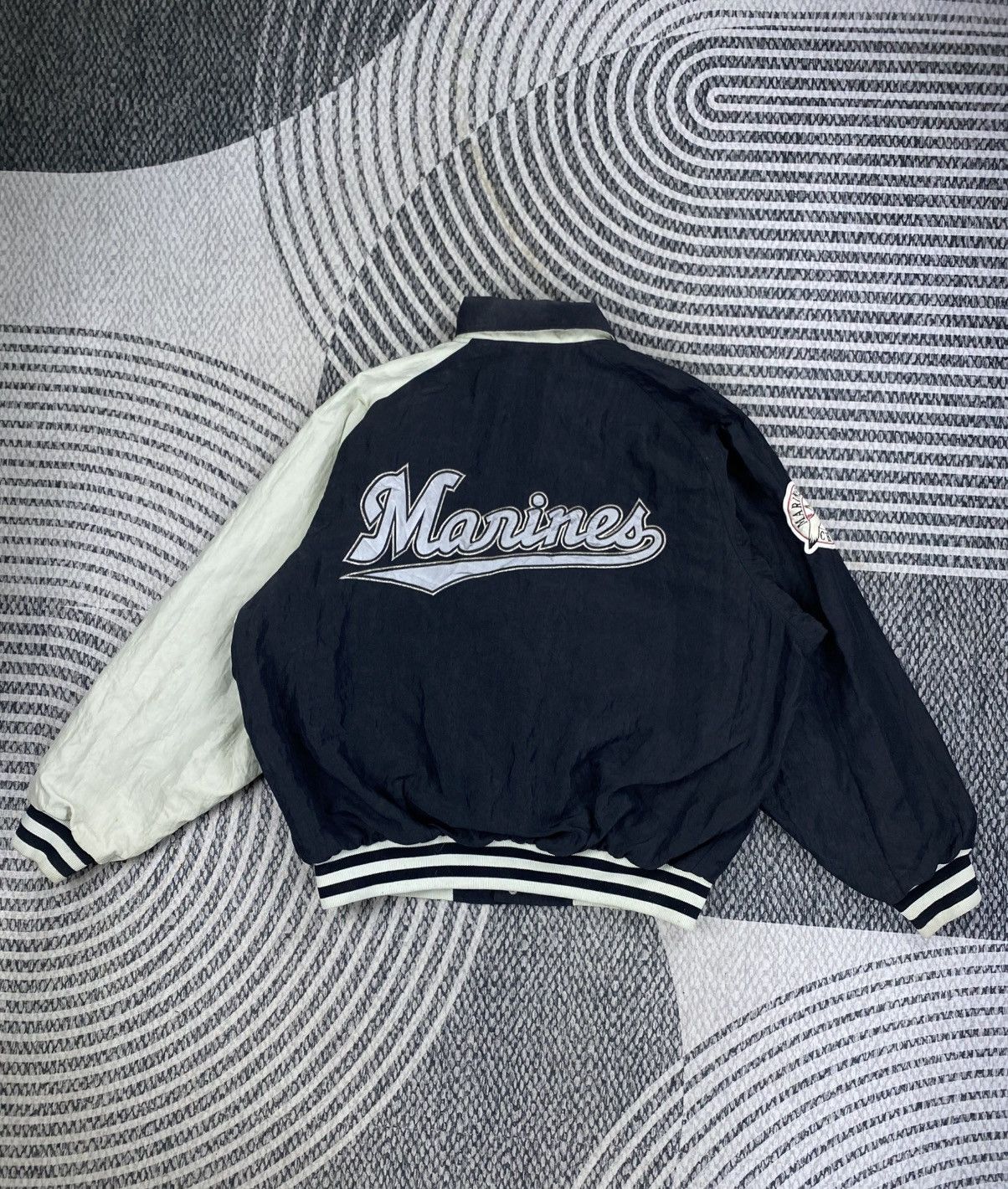 Asics Vtg Rawling By Asics Chiba Lotte Marines Varsity Jacket Size US XL / EU 56 / 4 - 2 Thumbnail