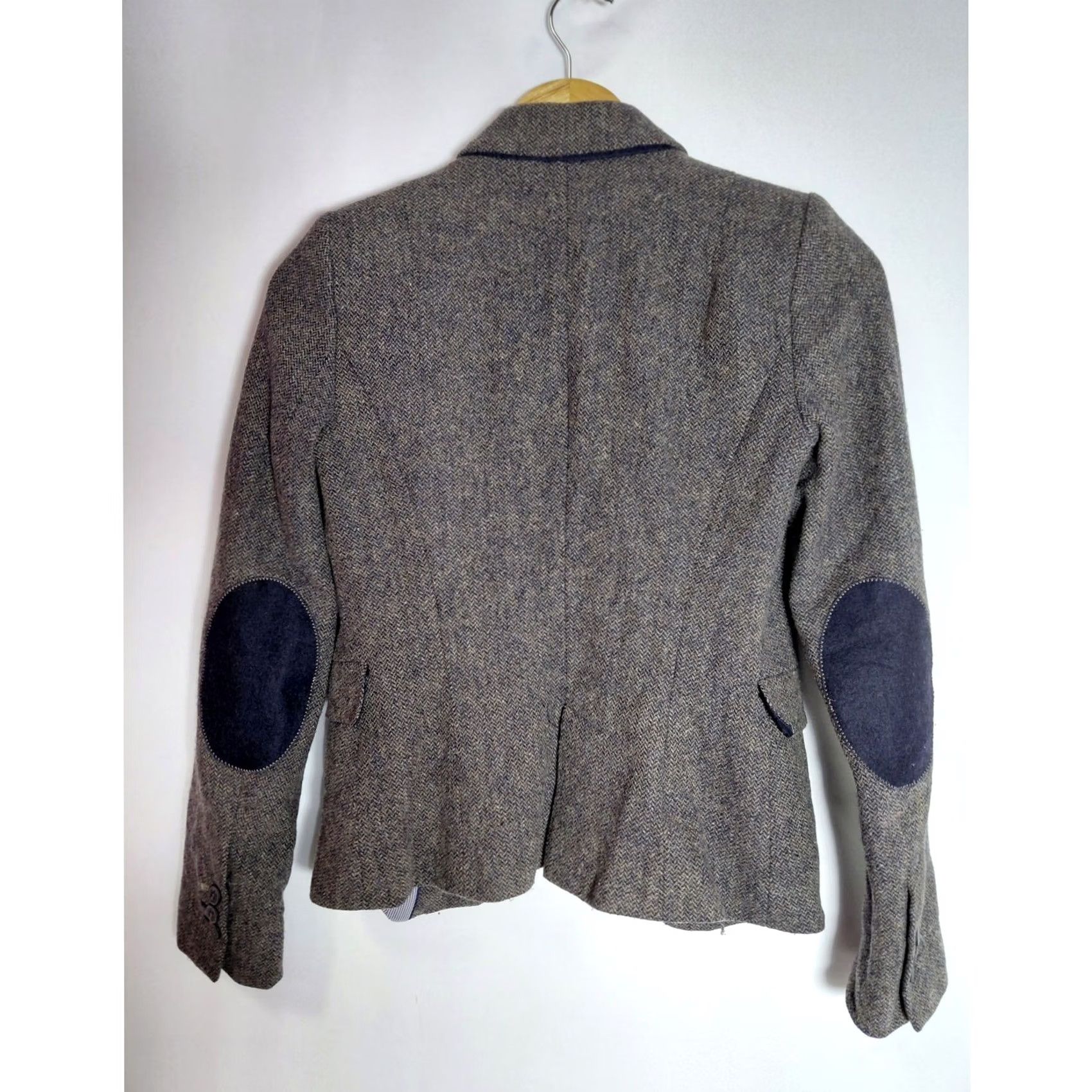 Zara Zara Basic Blazer Women XS Brown Knit Wool Blend Button Solid Casual Spring Fall Winter Sliver? Size XS / US 0-2 / IT 36-38 - 2 Thumbnail