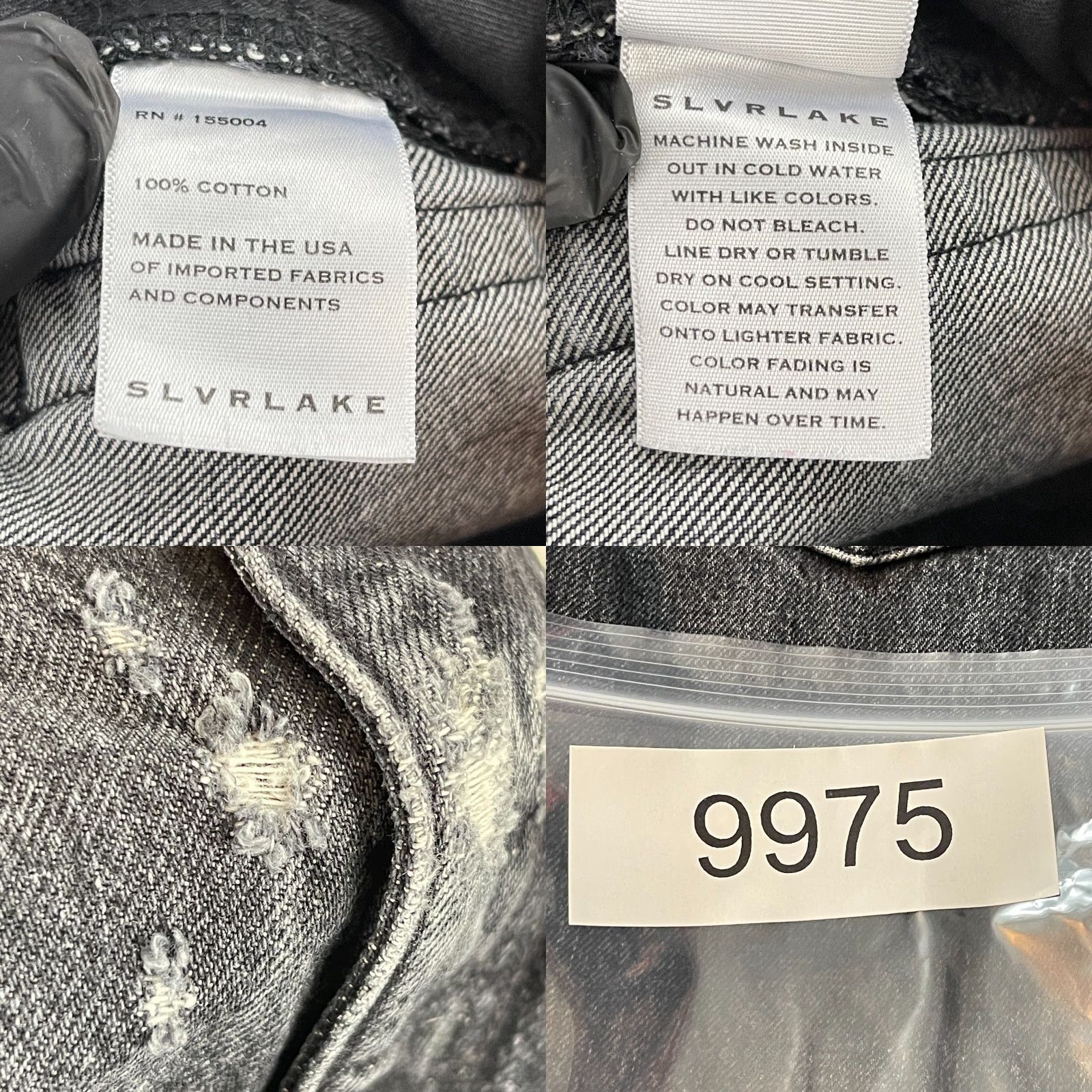 SLVRLAKE SLVRLAKE Beatnik Jeans Womens Regular 26 Black Coal Distressed Skinny Denim Cotton 5-Pocket Inseam 25.5" Rise 12" Button Zip Jeans Womens Size 26" / US 2 / IT 38 - 11 Thumbnail