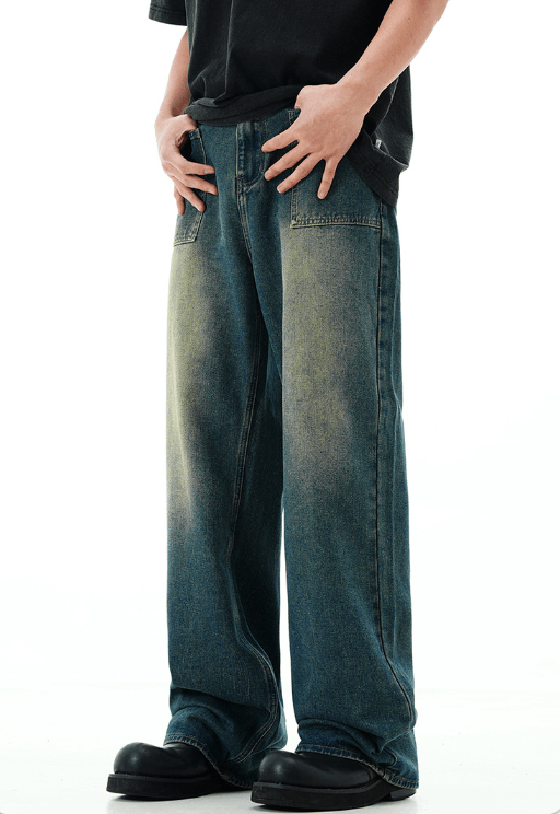 Japanese Brand × Jean American washed distressed retro straight wide-leg jeans Size US 32 / EU 48 - 3 Thumbnail
