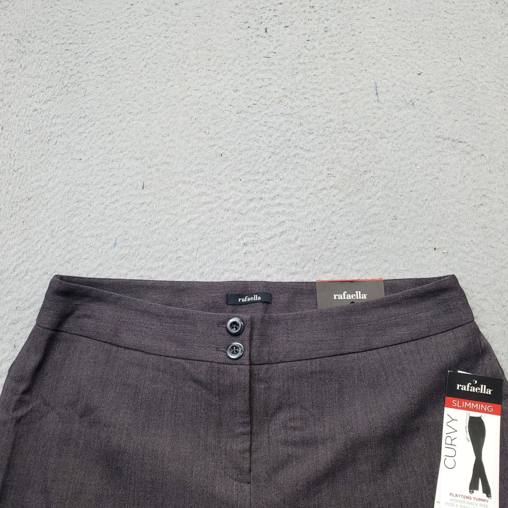 Vintage Rafaella Pants Women's 10 Gray Slimming Curvy Straight Leg Stretch High Waist Pants Size 32" / US 10 / IT 46 - 7 Thumbnail