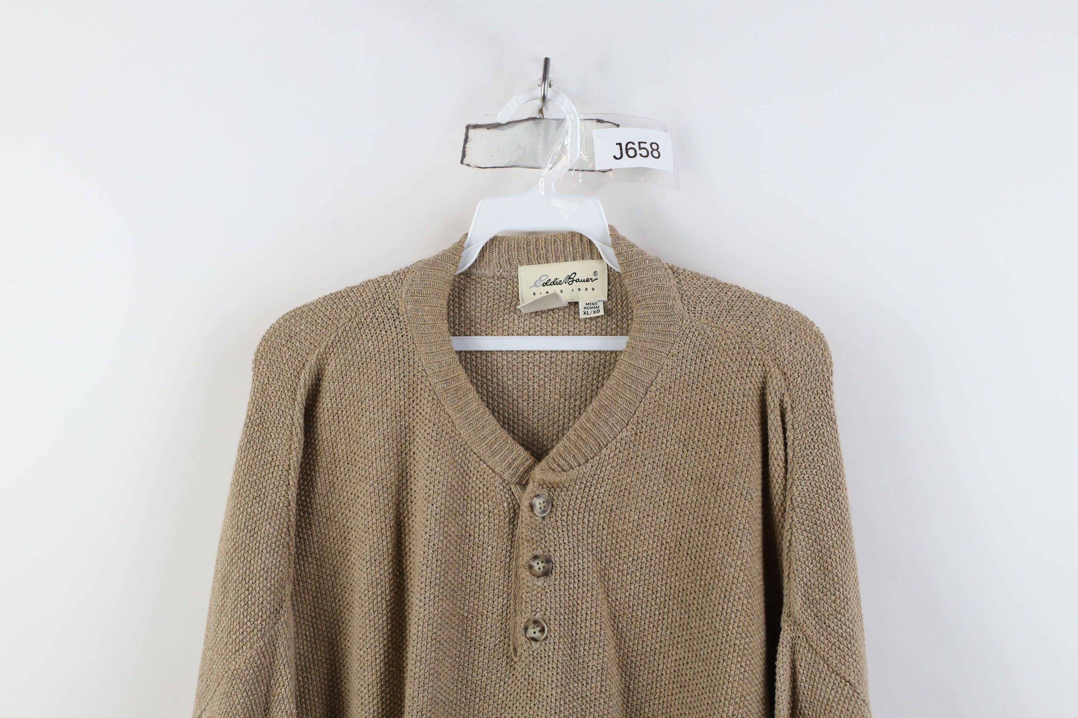 Eddie Bauer Vintage 90s Eddie Bauer Knit Henley Sweater Brown USA Size US XL / EU 56 / 4 - 2 Thumbnail