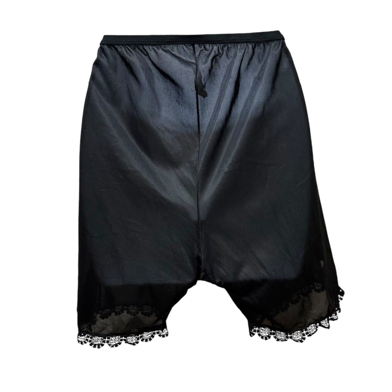 Vintage VINTAGE Black Pettipants Tap Panties Nylon Gusset Lace Trim Pillow Tab Size S Size 28" / US 6 / IT 42 - 2 Thumbnail