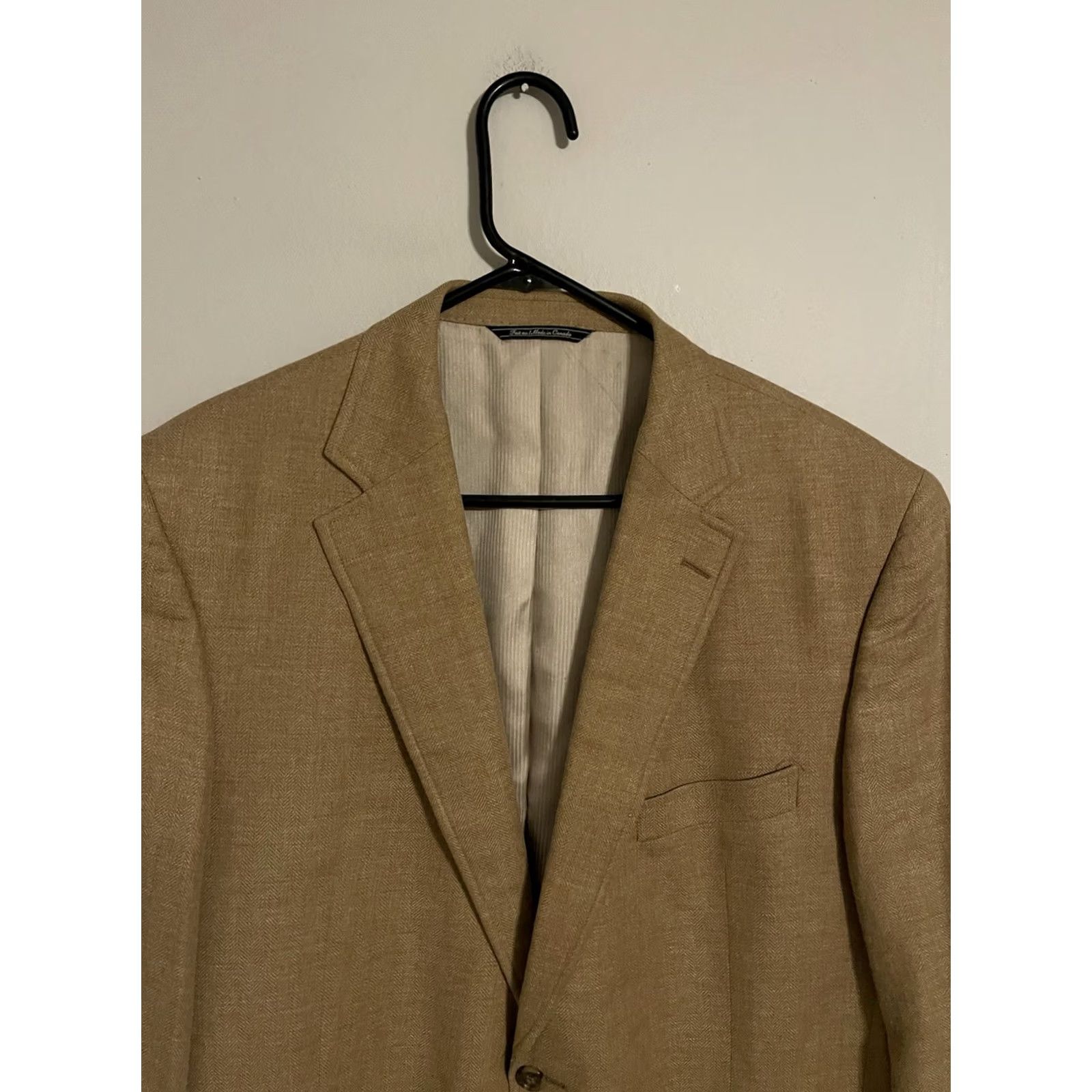 Jack Victor VINTAGE Jack Victor Mark Shale Blazer Suit Jacket Men 44L Beige Tan Wool Bamboo Silk 2 Button Front Size 44R - 2 Thumbnail
